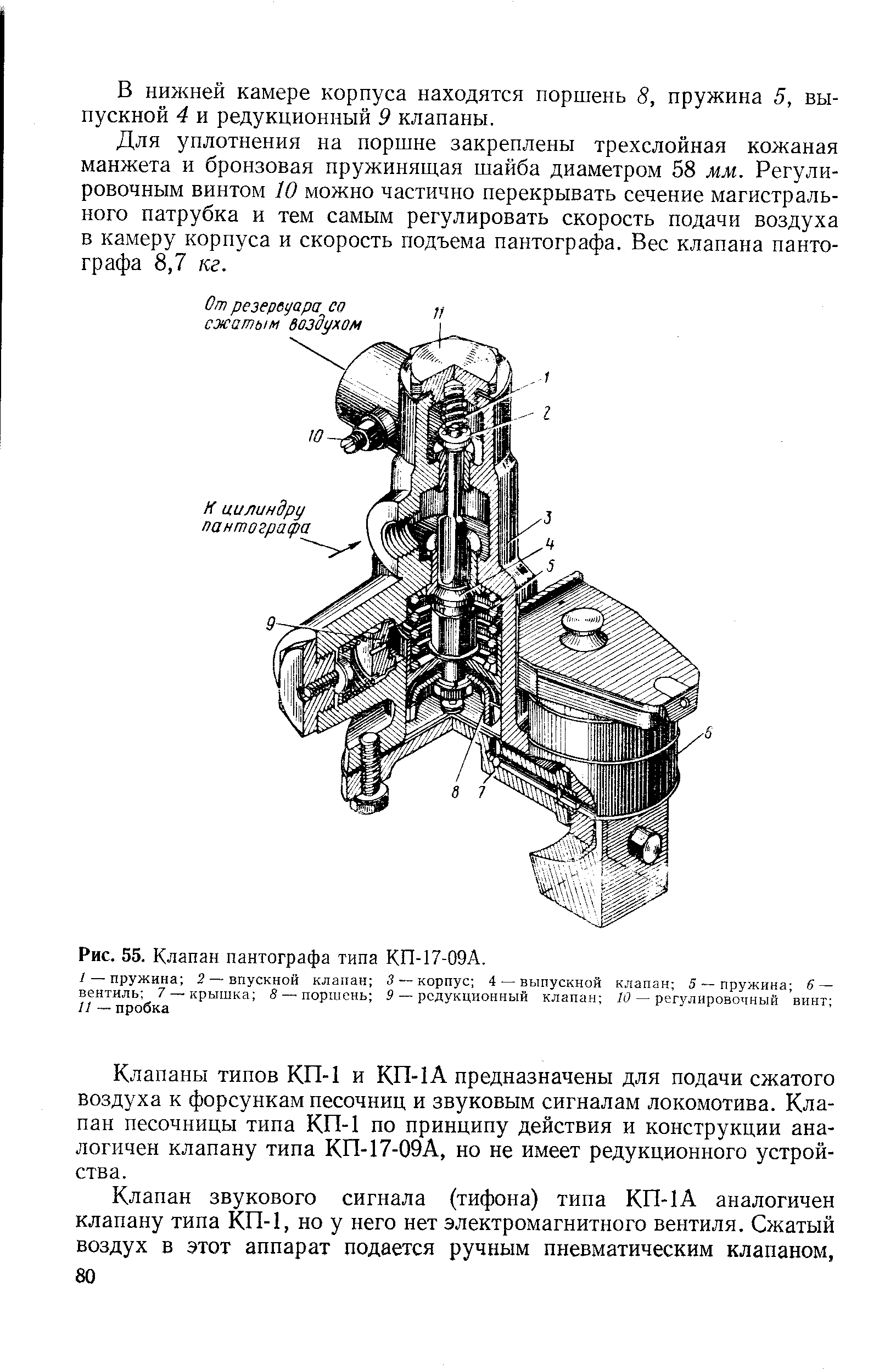 Рис. 55. Клапан пантографа типа КП-17-09А.
