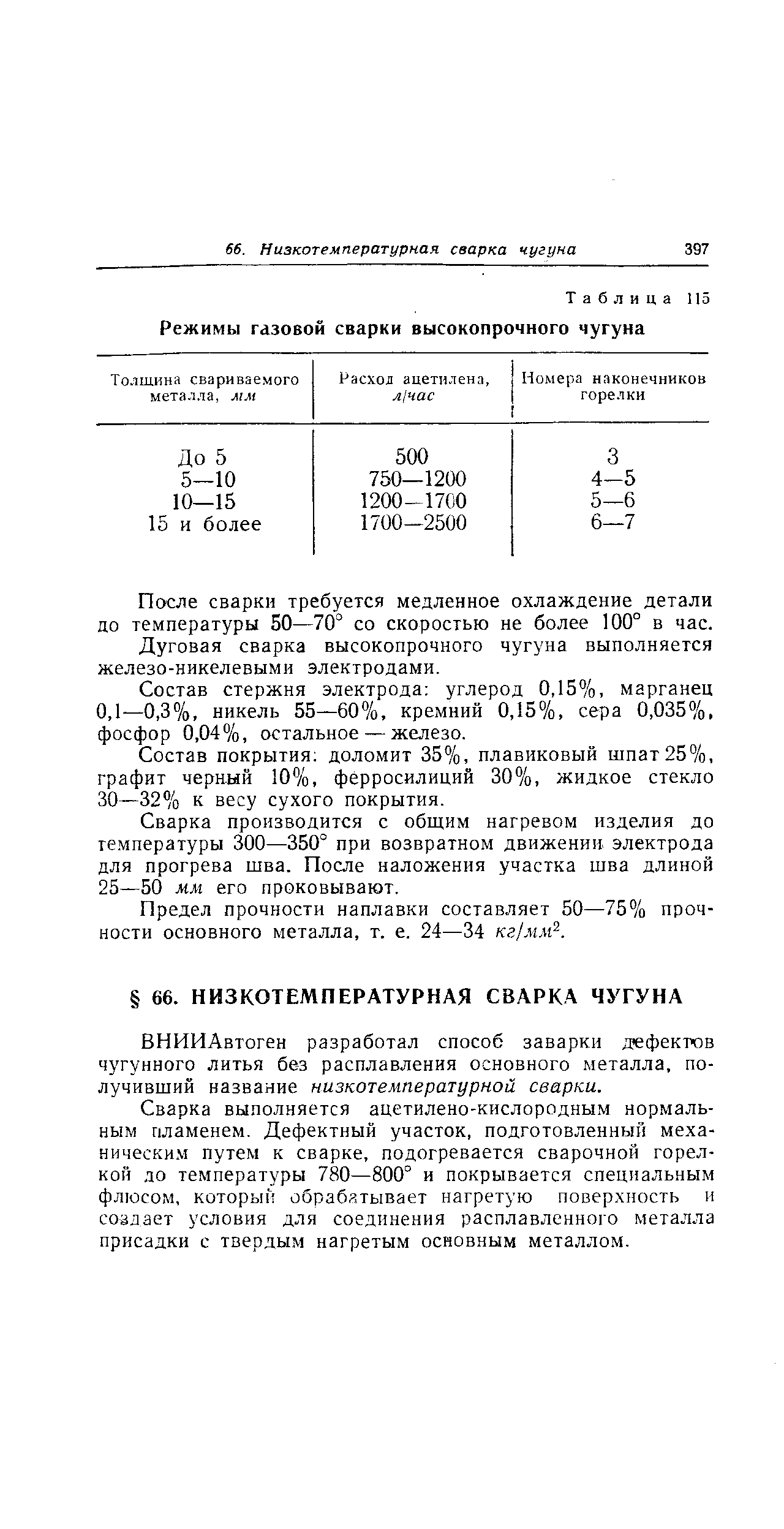 После сварки требуется медленное охлаждение детали до температуры 50—70 со скоростью не более 100° в час.
