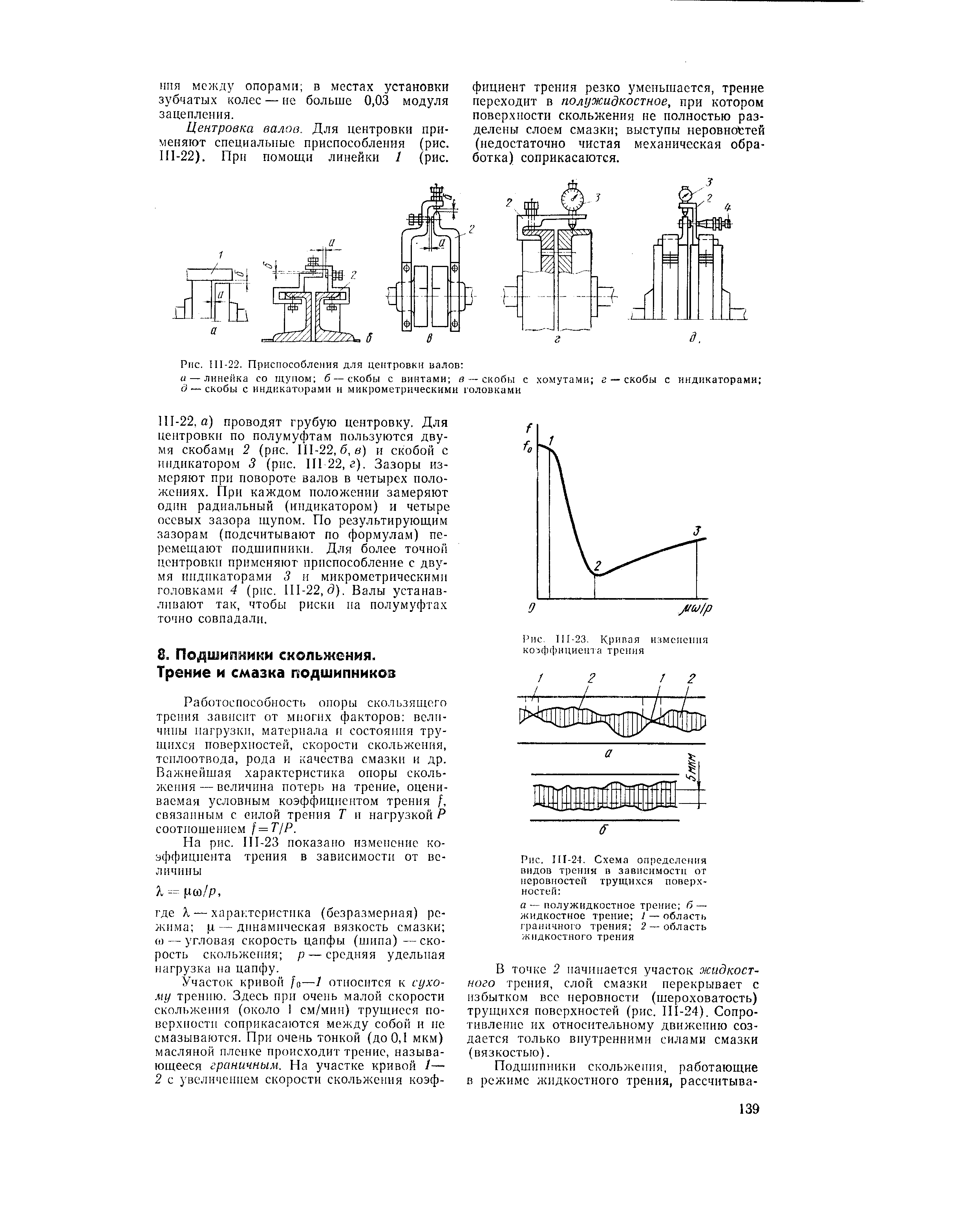 Работоснособность опоры скользящего трения зависит от многих факторов величины иагрузки, материала и состояния трущихся поверхностей, скорости скольжения, теплоотвода, рода и качества смазки и др. Важнейшая характеристика опоры скольжения — величина потерь на трение, оцениваемая условным коэффициентом треиия /, связанным с силой трения Т н нагрузкой Р соотношением = Т Р.
