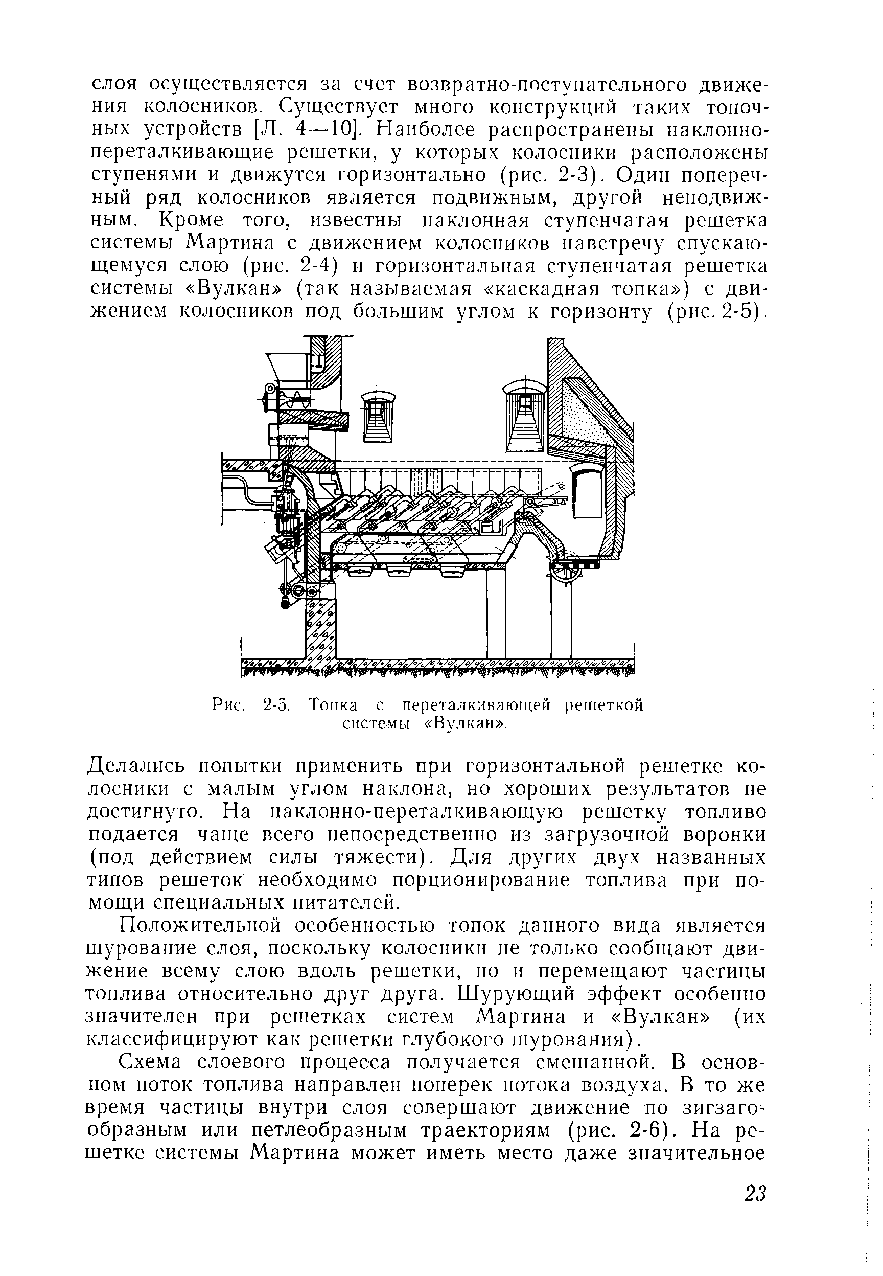 Рис. 2-5. Топка с переталкивающей решеткой системы Вулкан .
