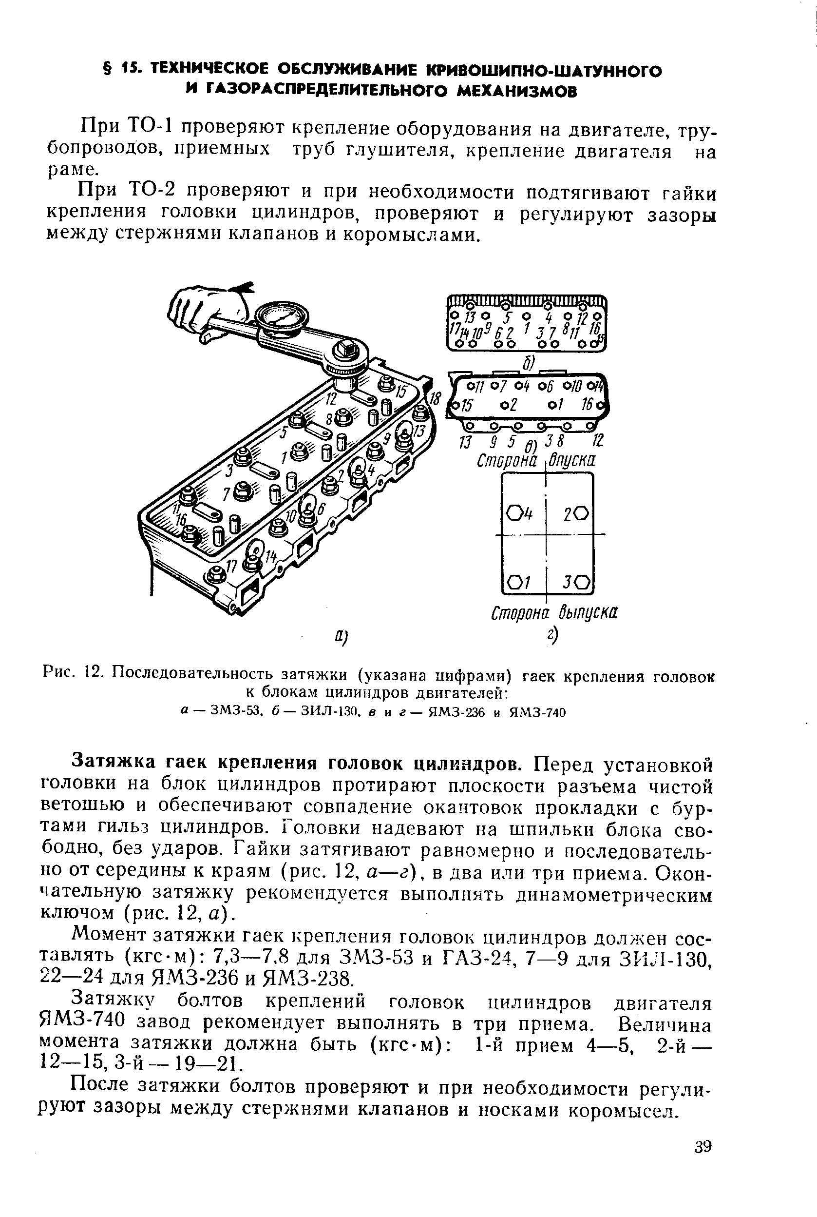 Схема затяжки головки ямз 238 порядок