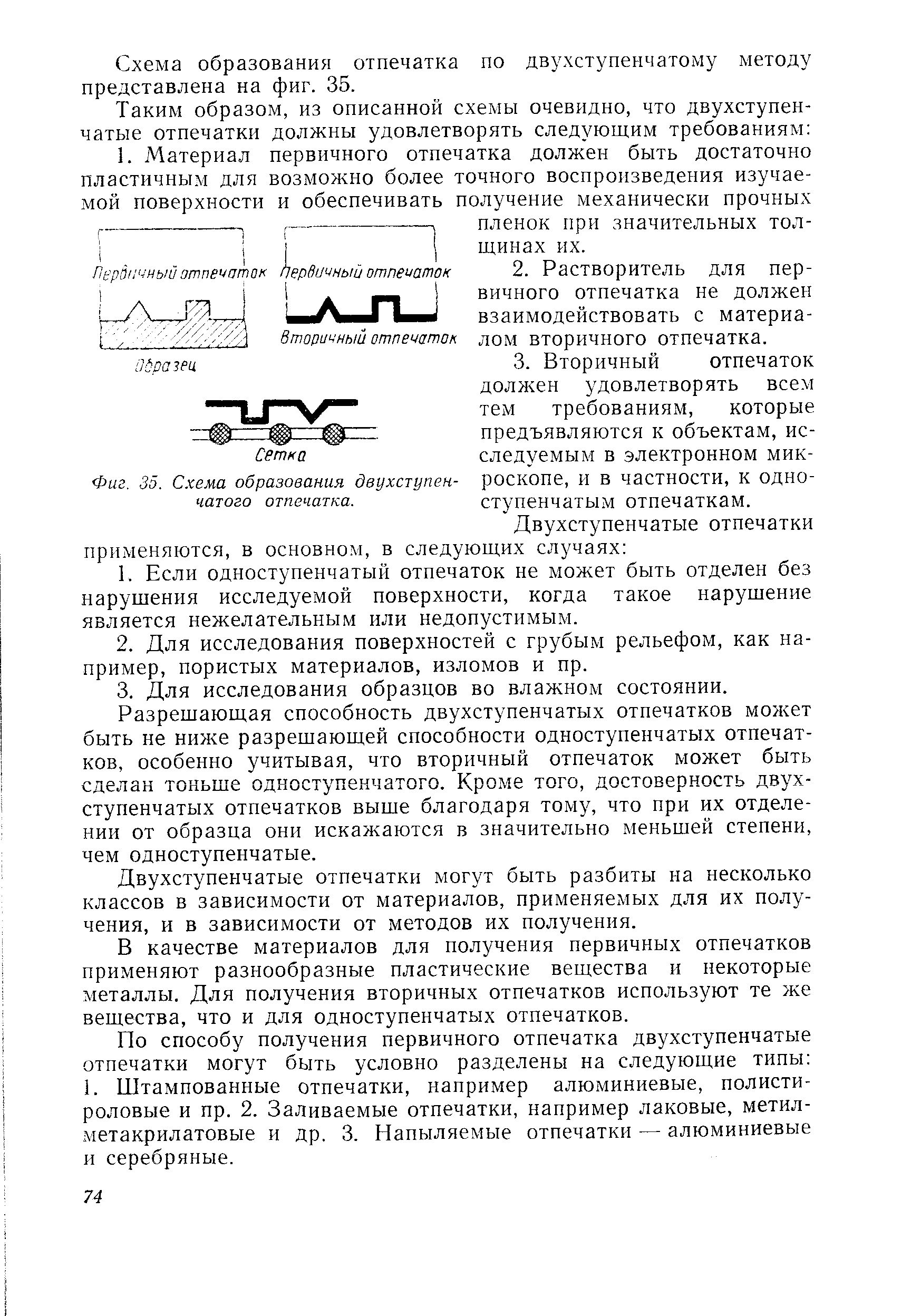 Фиг. 35. <a href="/info/771132">Схема образования</a> двухступенчатого отпечатка.
