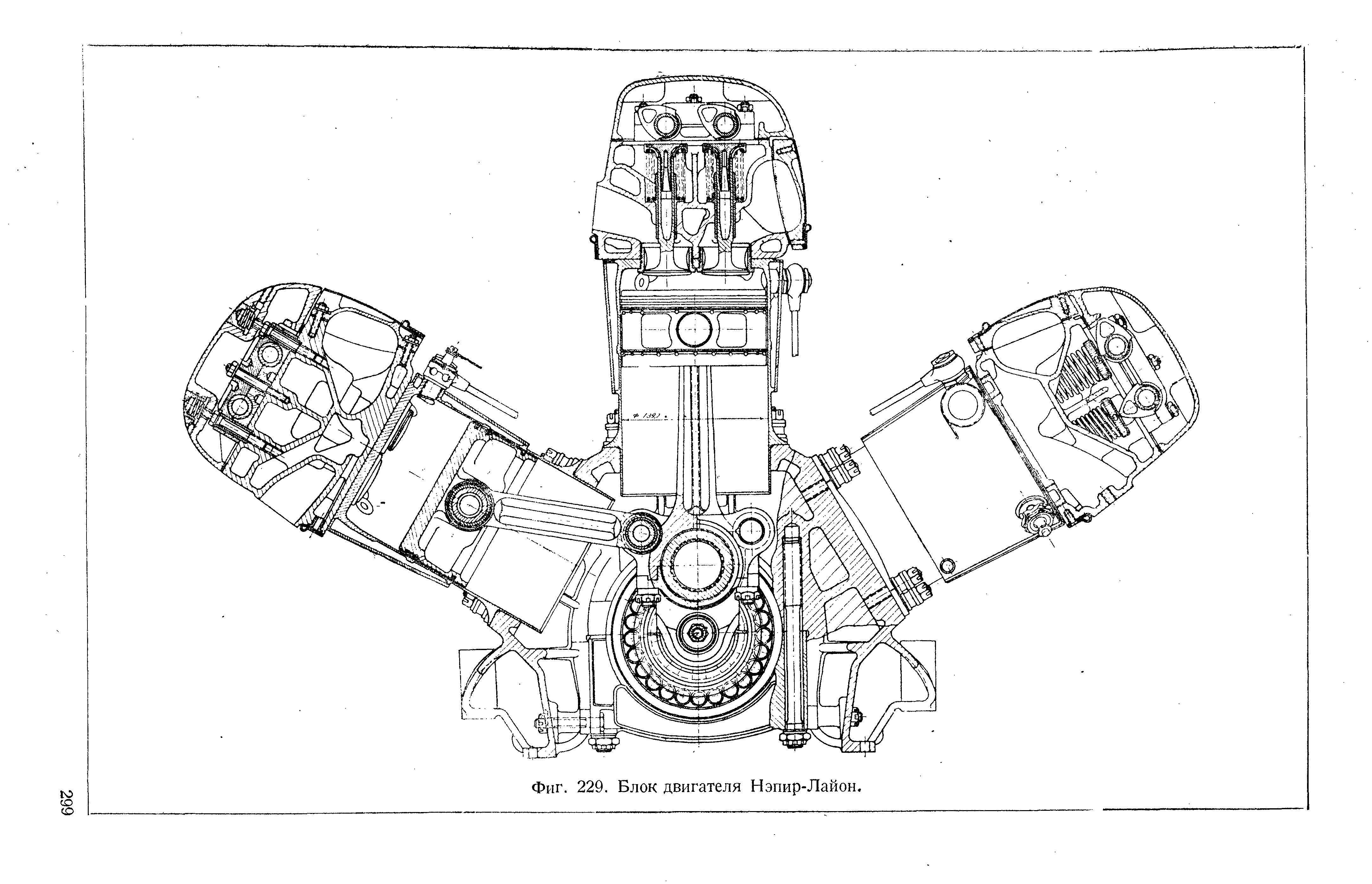 Фиг. 229. Блок двигателя Нэпир-Лайон.
