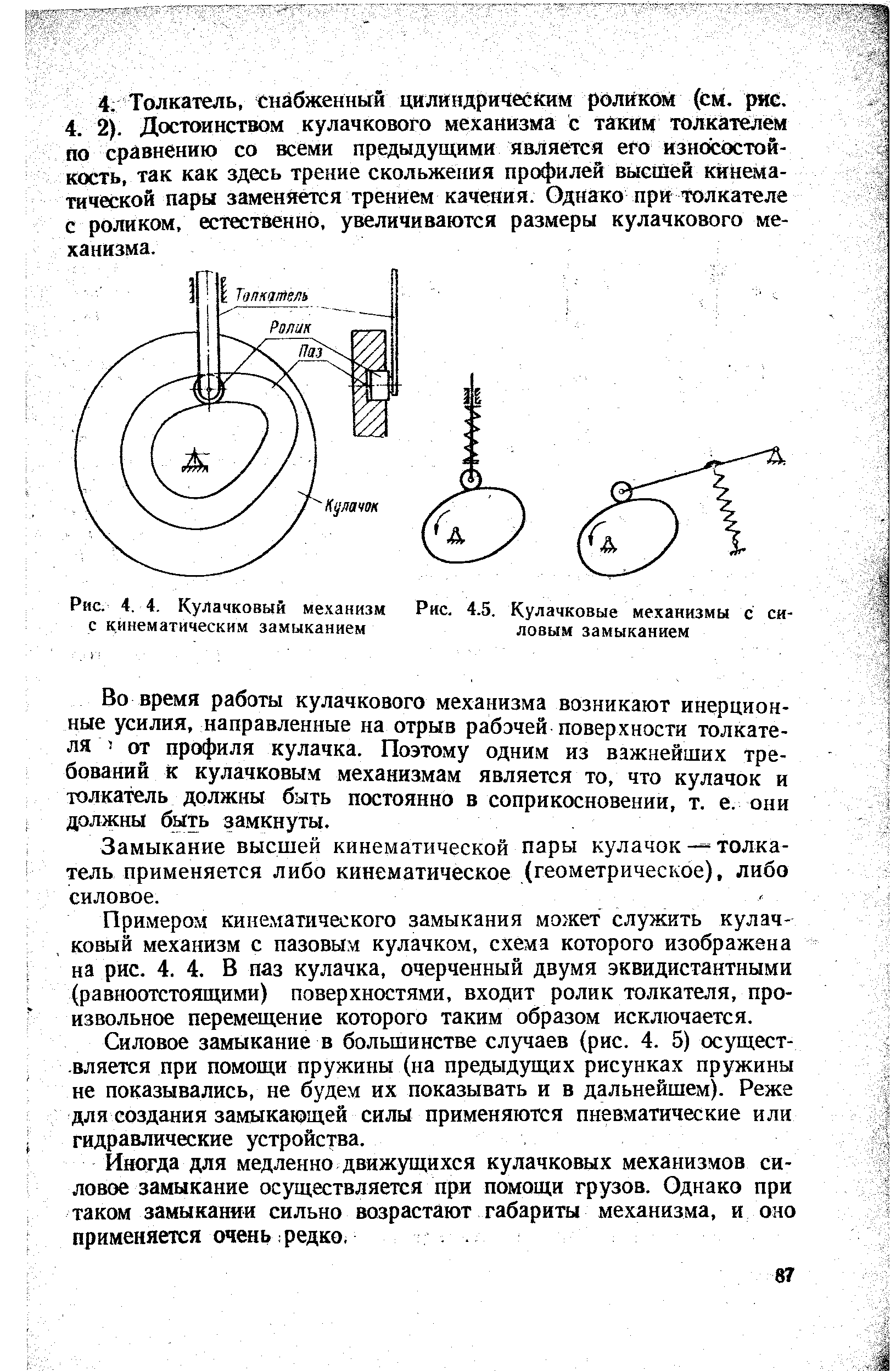 Рис. 4.5. <a href="/info/1927">Кулачковые механизмы</a> с силовым замыканием
