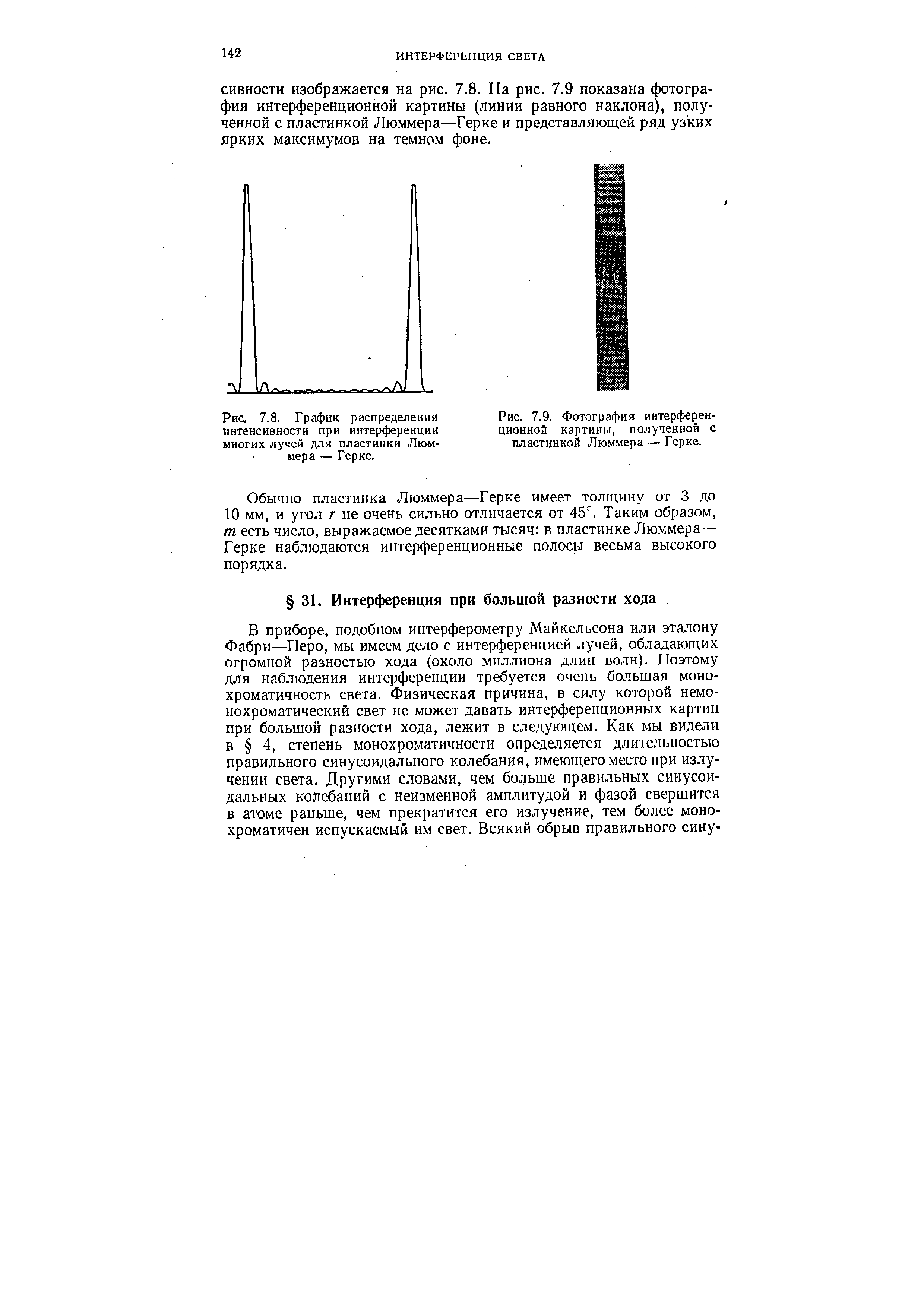 Рис. 7.9. Фотография <a href="/info/19426">интерференционной картины</a>, полученной с пластинкой Люммера — Герке.

