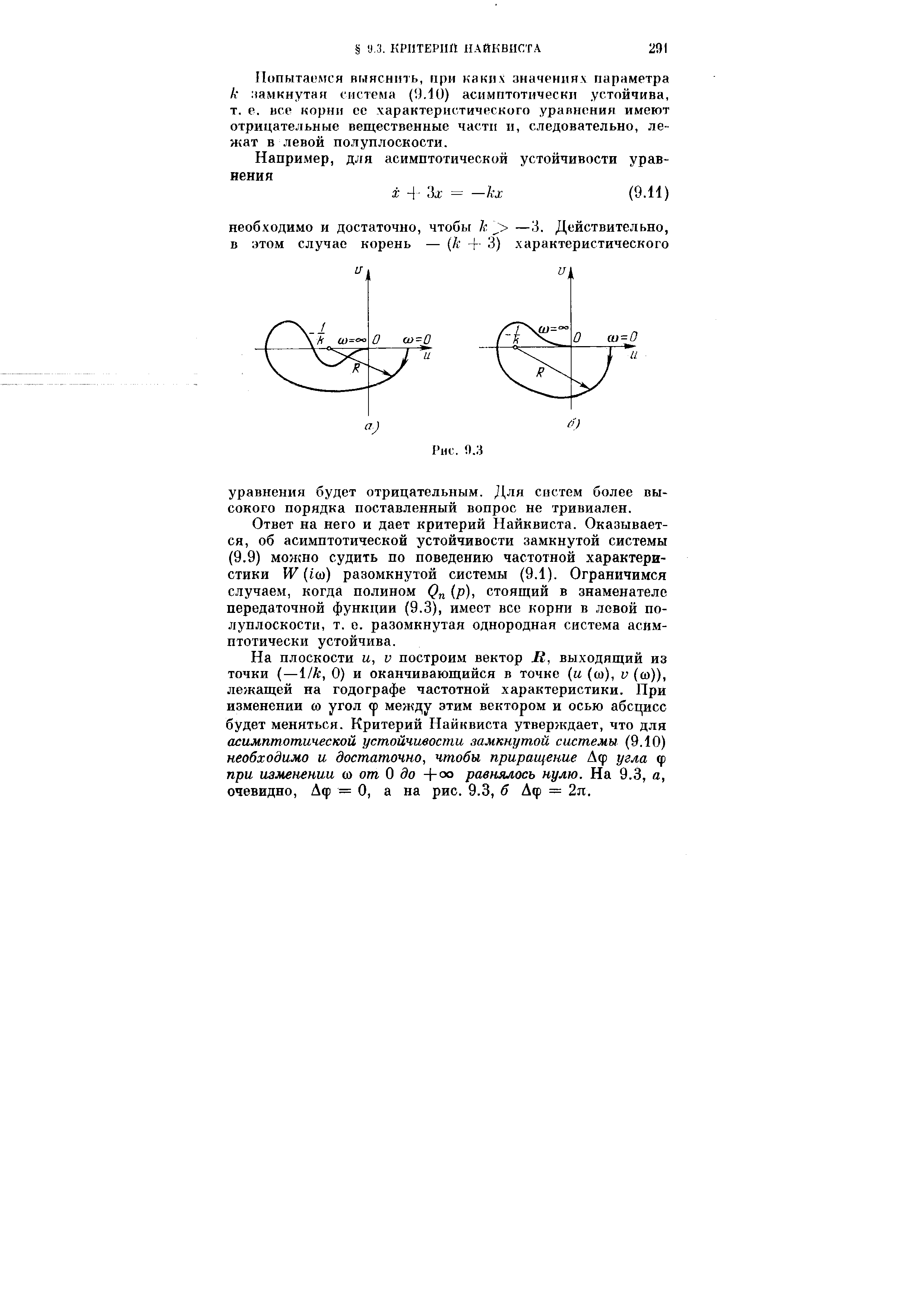 Попытаемся выясншь, при каких значениях параметра к мамкнутая система (U.1U) асимптотически устойчива, т. е. все корни се характеристического уравнения имеют отрицательные вещественные части и, следовательно, лежат в левой полуплоскости.
