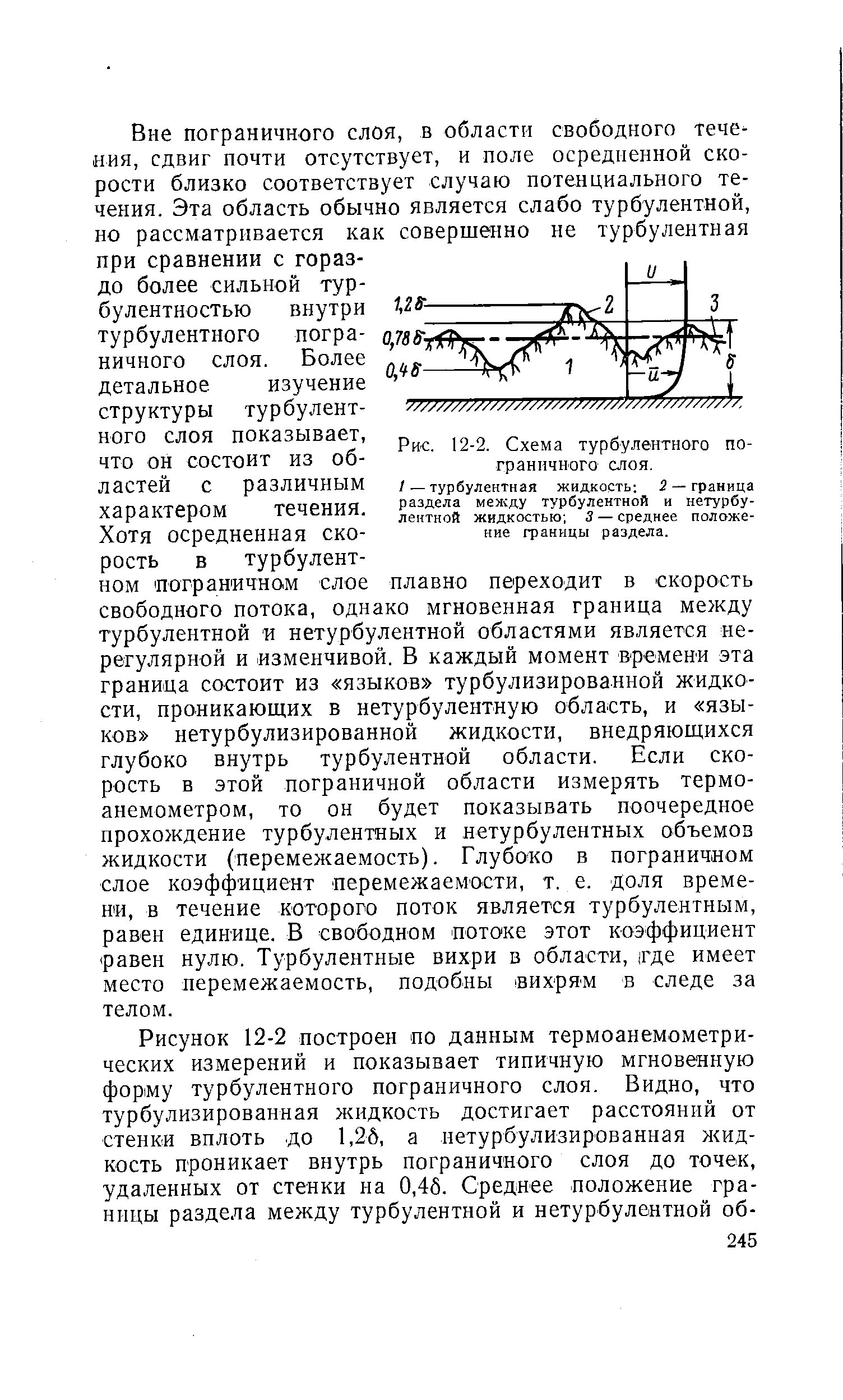 Схема турбулентного почто ОН состоит ИЗ об- граничного слоя.
