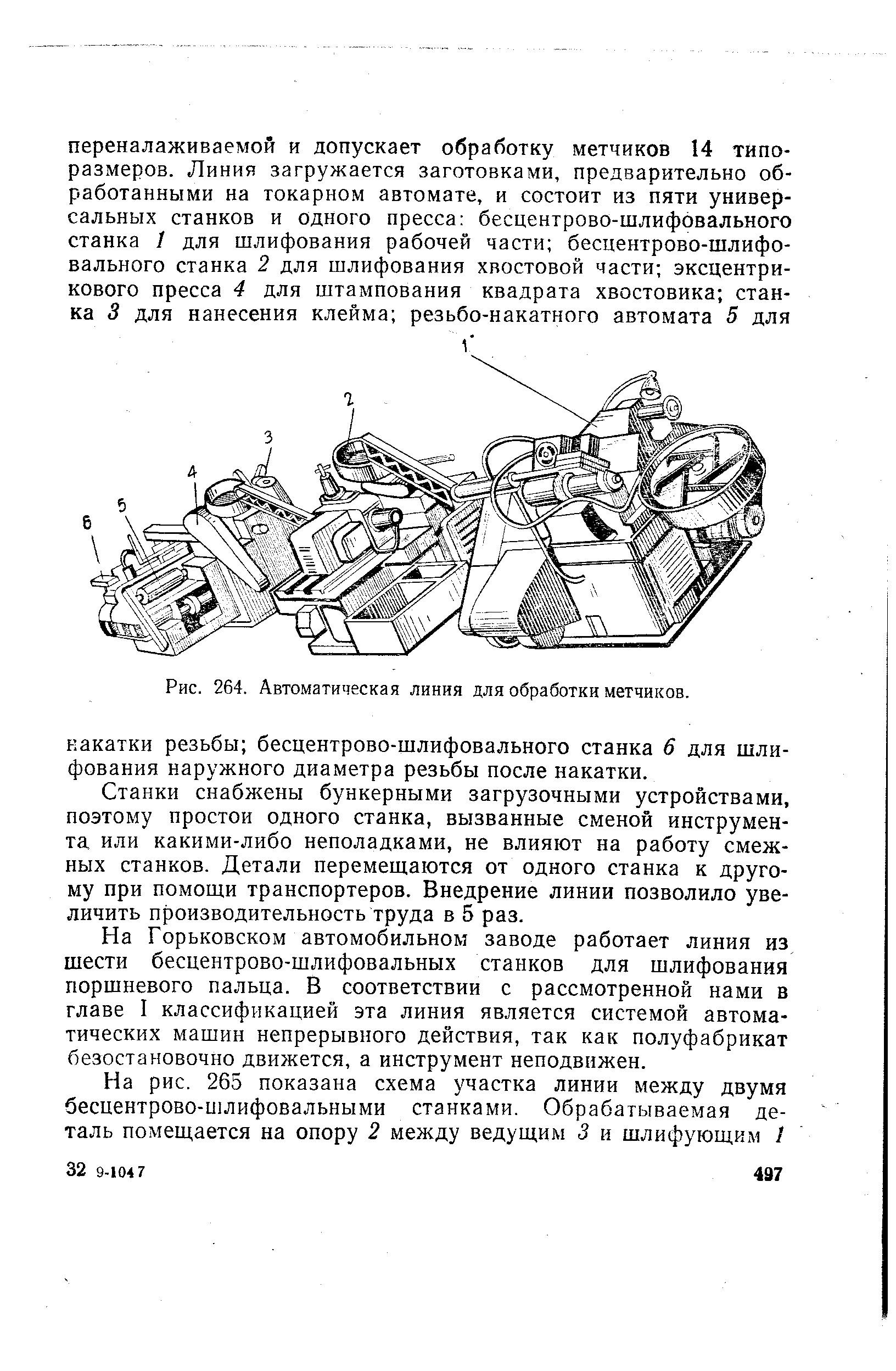 Рис. 264. <a href="/info/1902">Автоматическая линия</a> для обработки метчиков.
