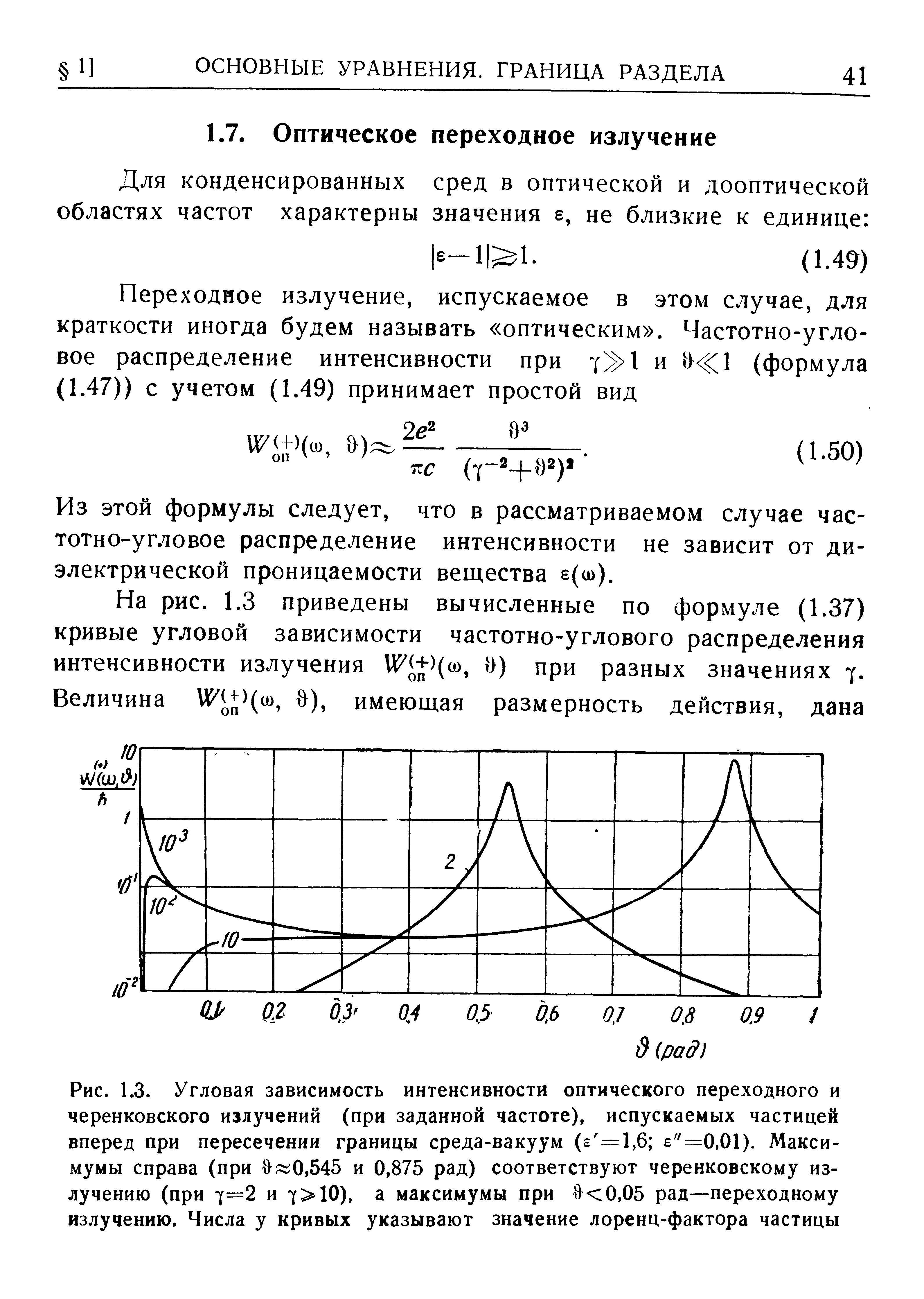 Угловая зависимость. Угловое распределение черенковского излучения. Угловое распределение интенсивности излучения. Переходное излучение. Интенсивность оптического излучения.