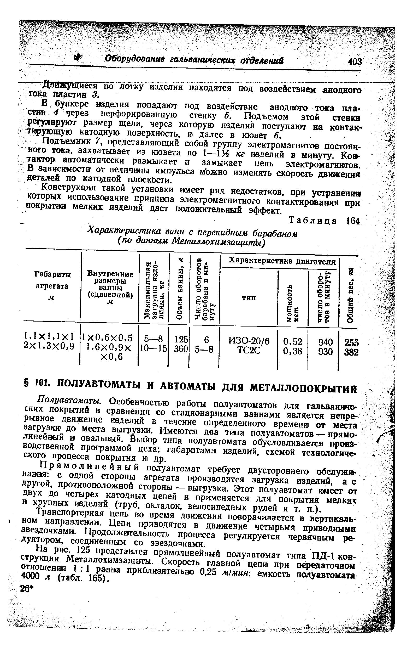 Полуавтоматы. Особенностью работы полуавтоматов для гальванняе-СКИ1Х покрытий в сравнения со стационарными ваннами является непрерывное движение изделий в течение определенного времени от места загрузки до места выгрузки. Имеются два типа полуавтоматов — прямолинейный н овальный. Выбор типа полуавтомата обусловливается производственной программой цеха габаритами изделий, схемой технологического процесса покрытия и др.
