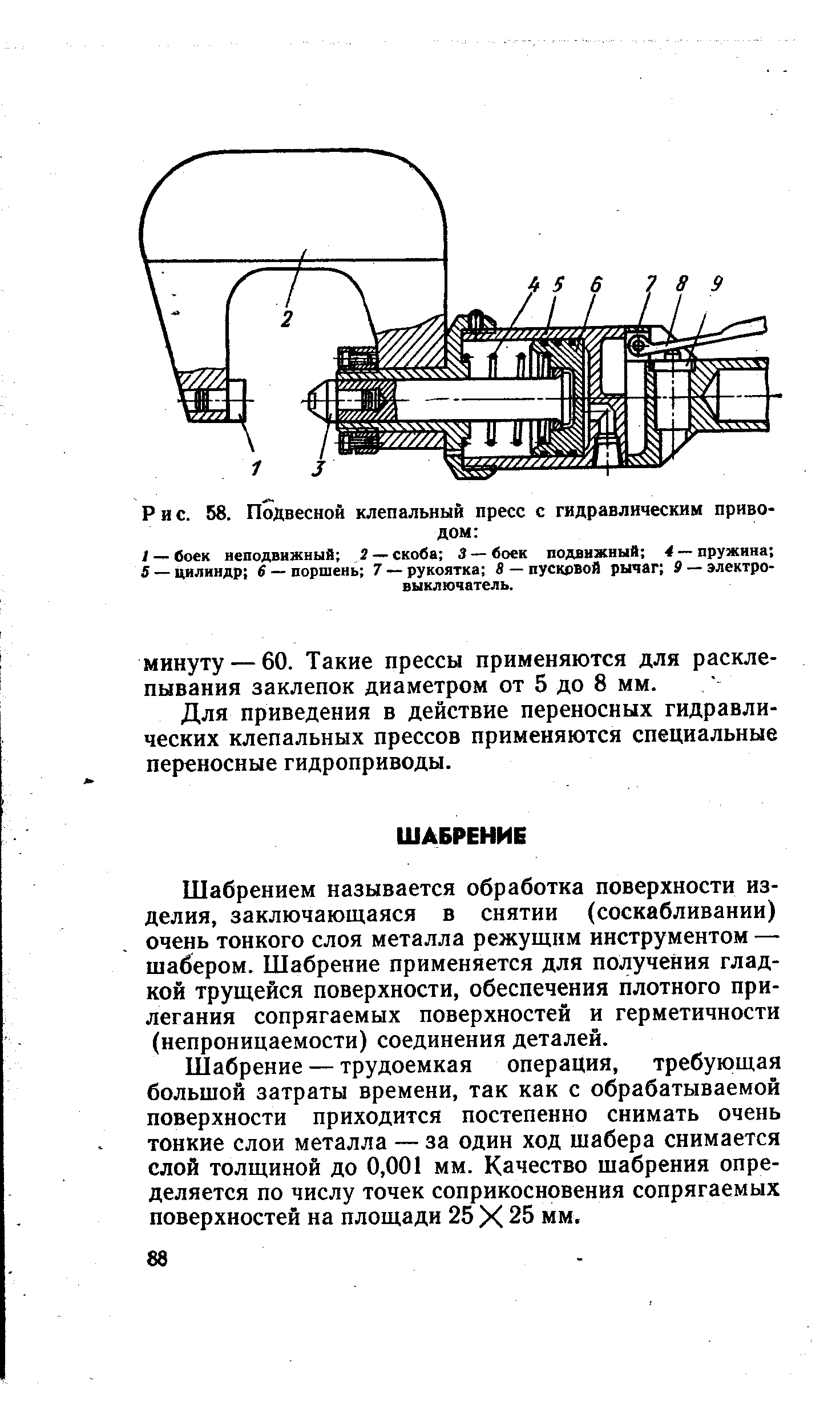 Рис. 58. Подвесной клепальный пресс с гидравлическим приводом 
