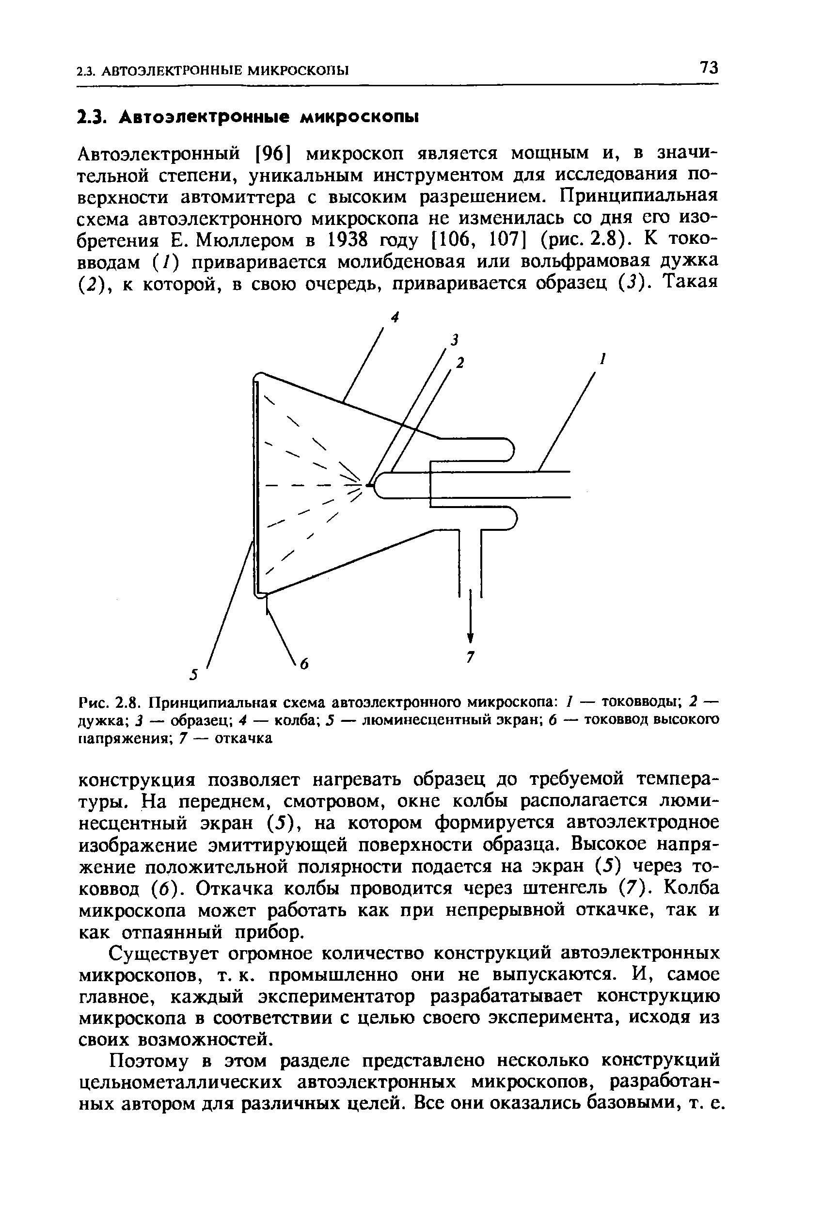 Существует огромное количество конструкций автоэлектронных микроскопов, т. к. промышленно они не выпускаются. И, самое главное, каждый экспериментатор разрабататывает конструкцию микроскопа в соответствии с целью своего эксперимента, исходя из своих возможностей.
