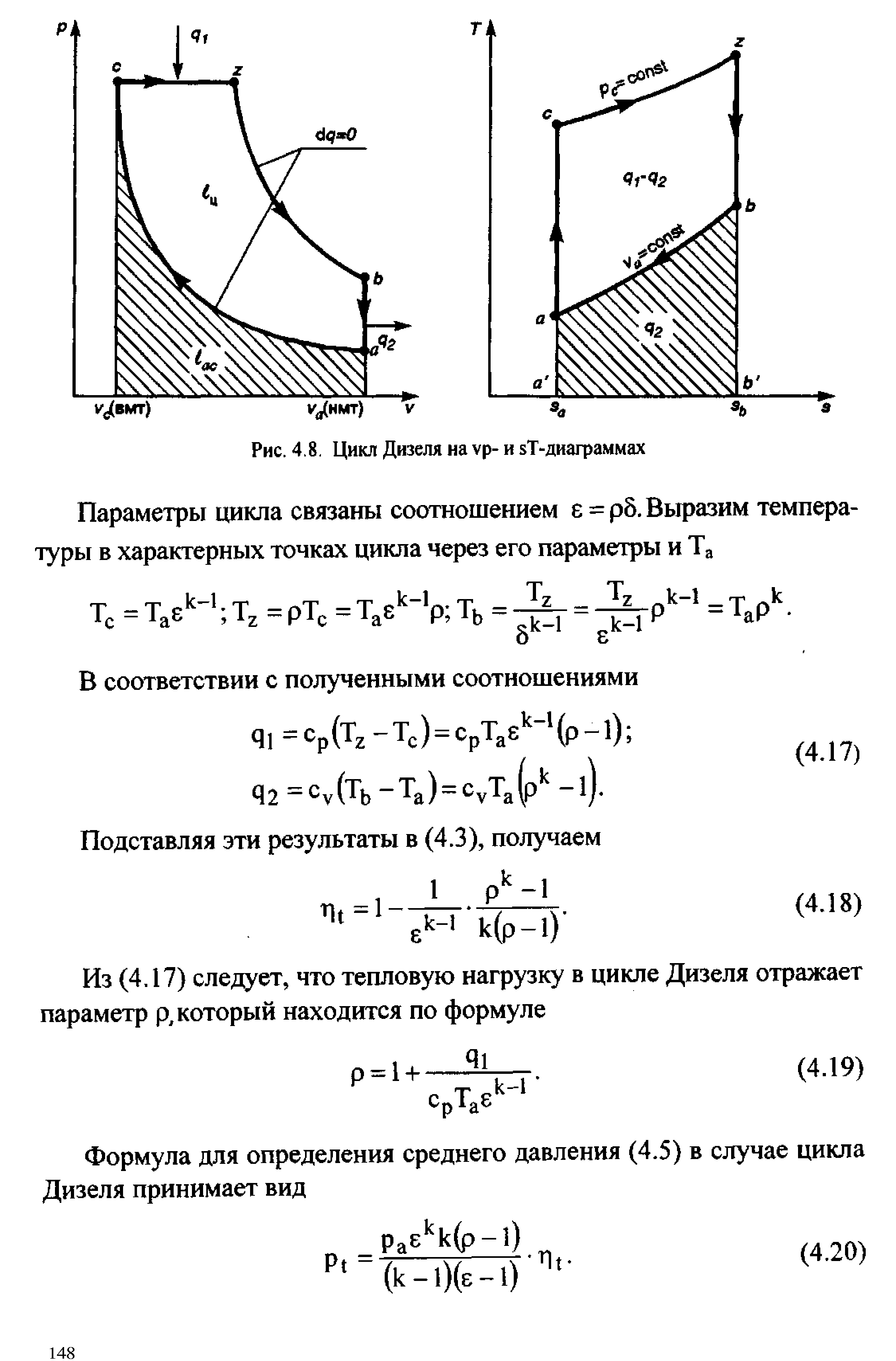 Цикл дизеля в координатных осях p v представлен на диаграмме