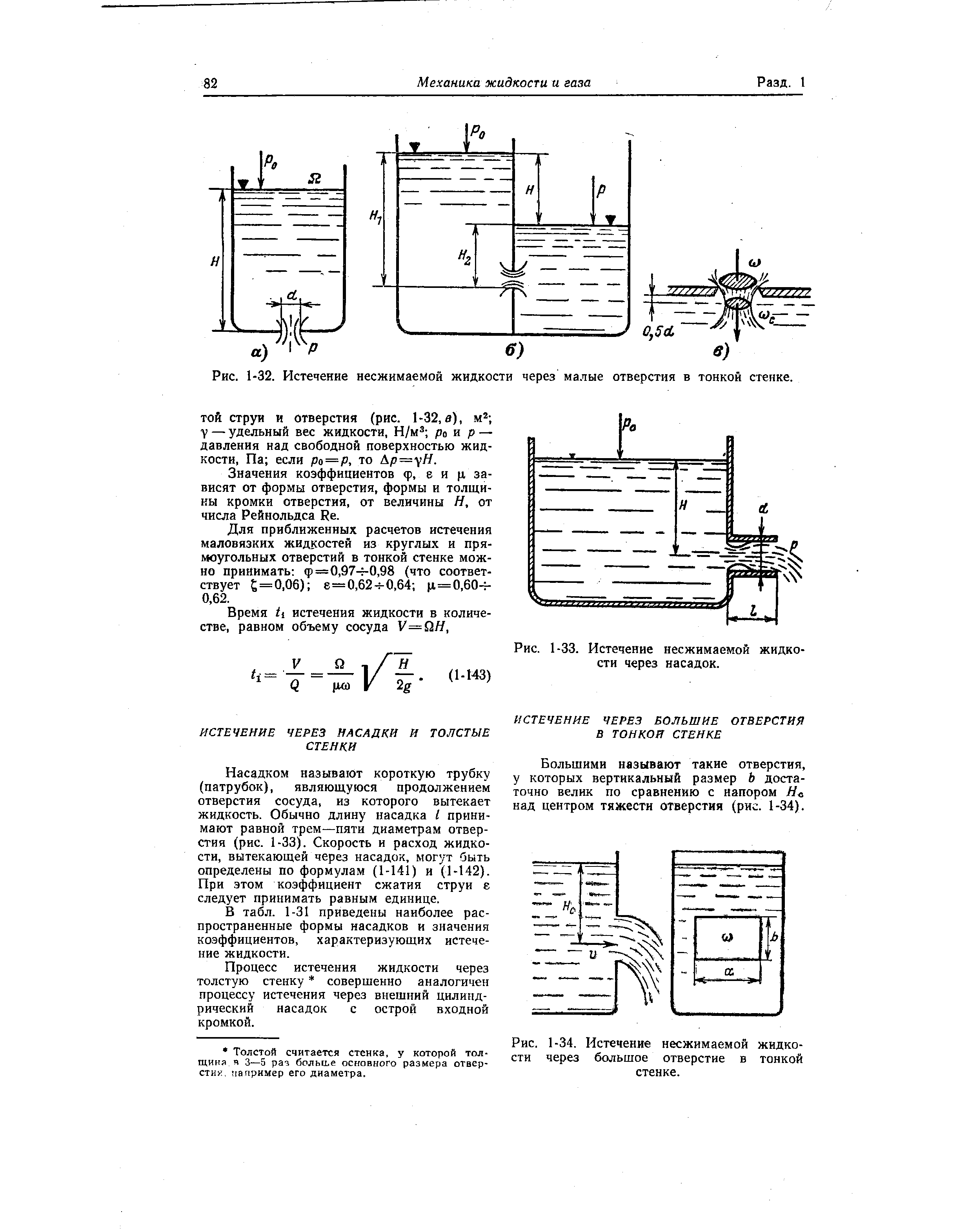 Истечение жидкости через отверстие в тонкой стенке записать формулу определения скорости и расхода