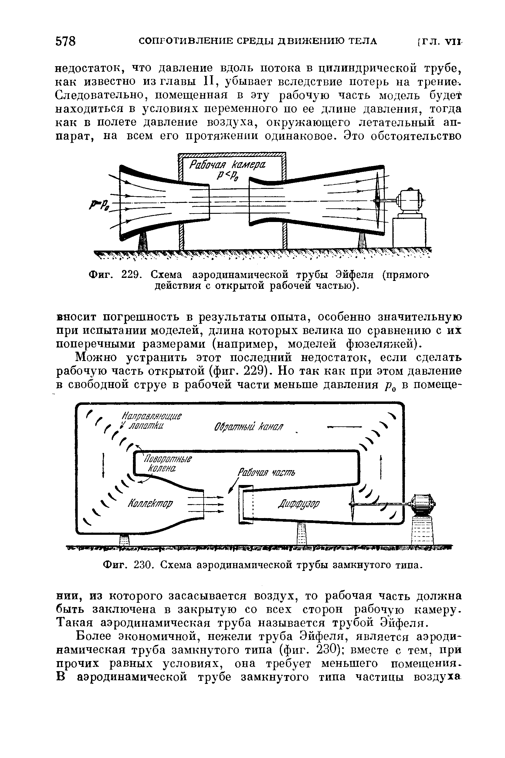 Фиг. 230. Схема аэродинамической трубы замкнутого типа.
