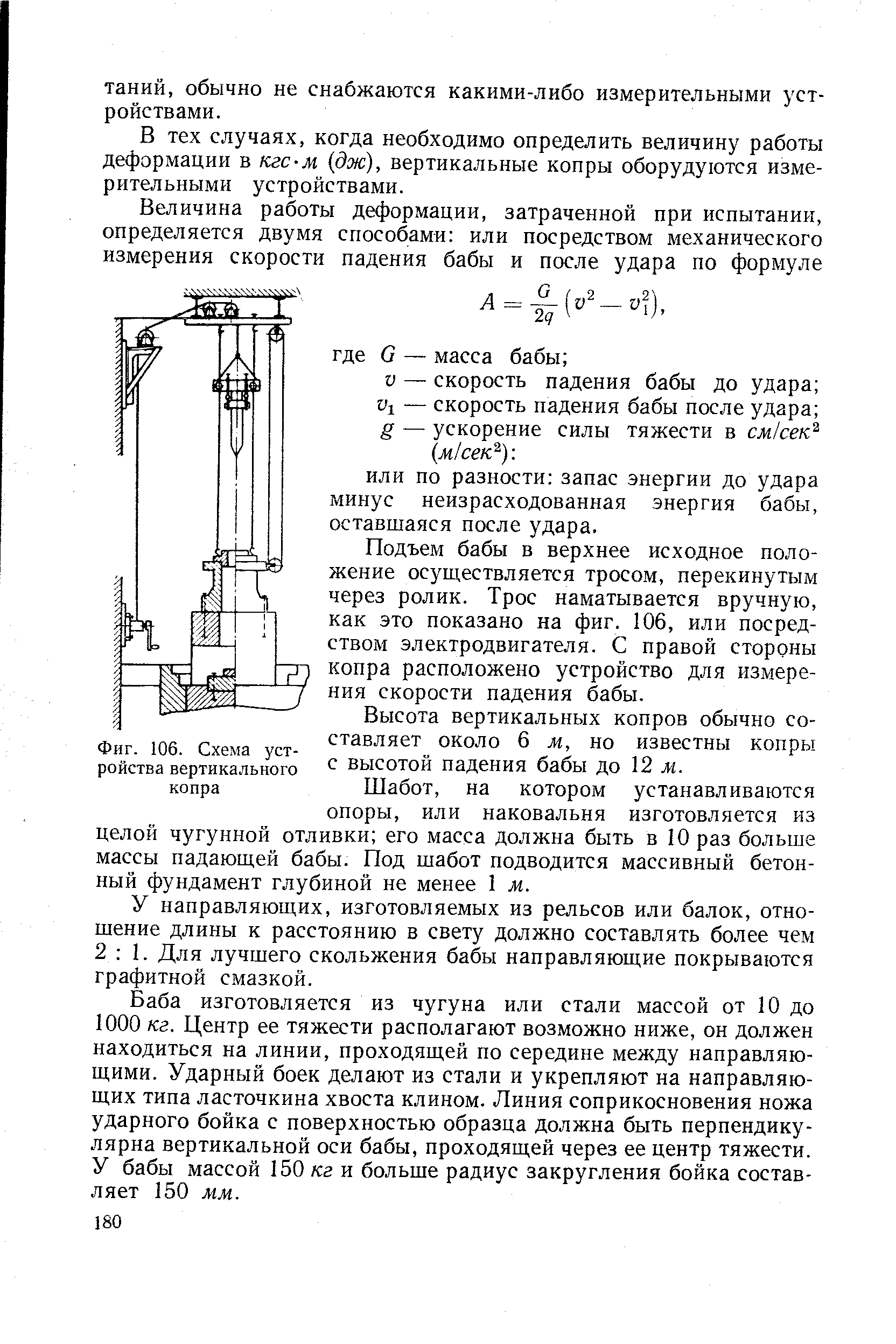 Фиг. 106. Схема устройства вертикального копра
