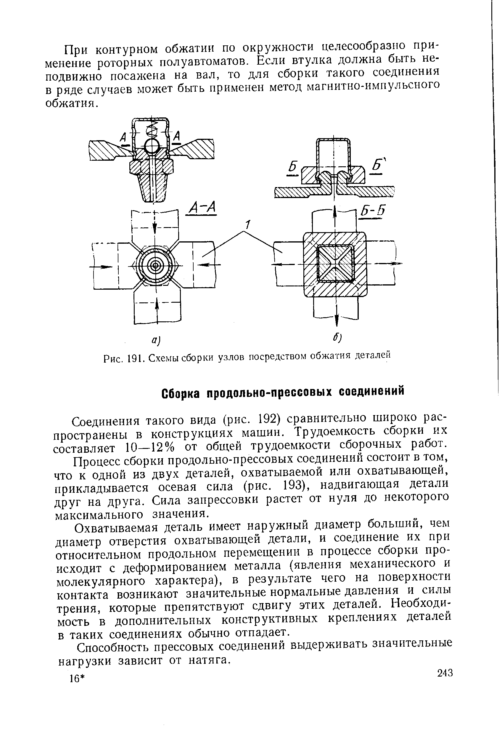 Соединения такого вида (рис. 192) сравнительно широко распространены в конструкциях машин. Трудоемкость сборки их составляет 10—12% от общей трудоемкости сборочных работ.
