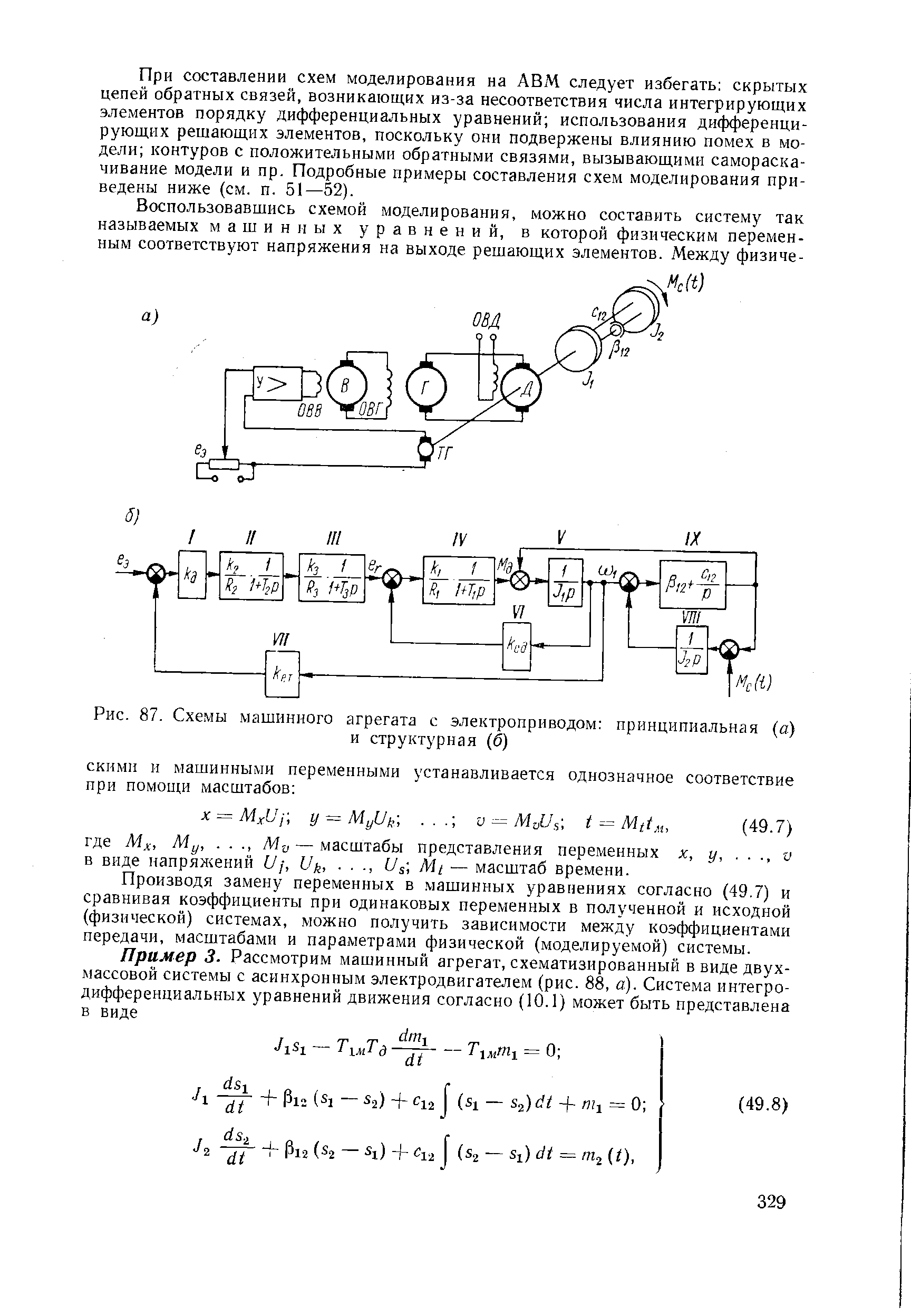 Рис. 87. Схемы машинного агрегата с электроприводом принципиальная (а)
