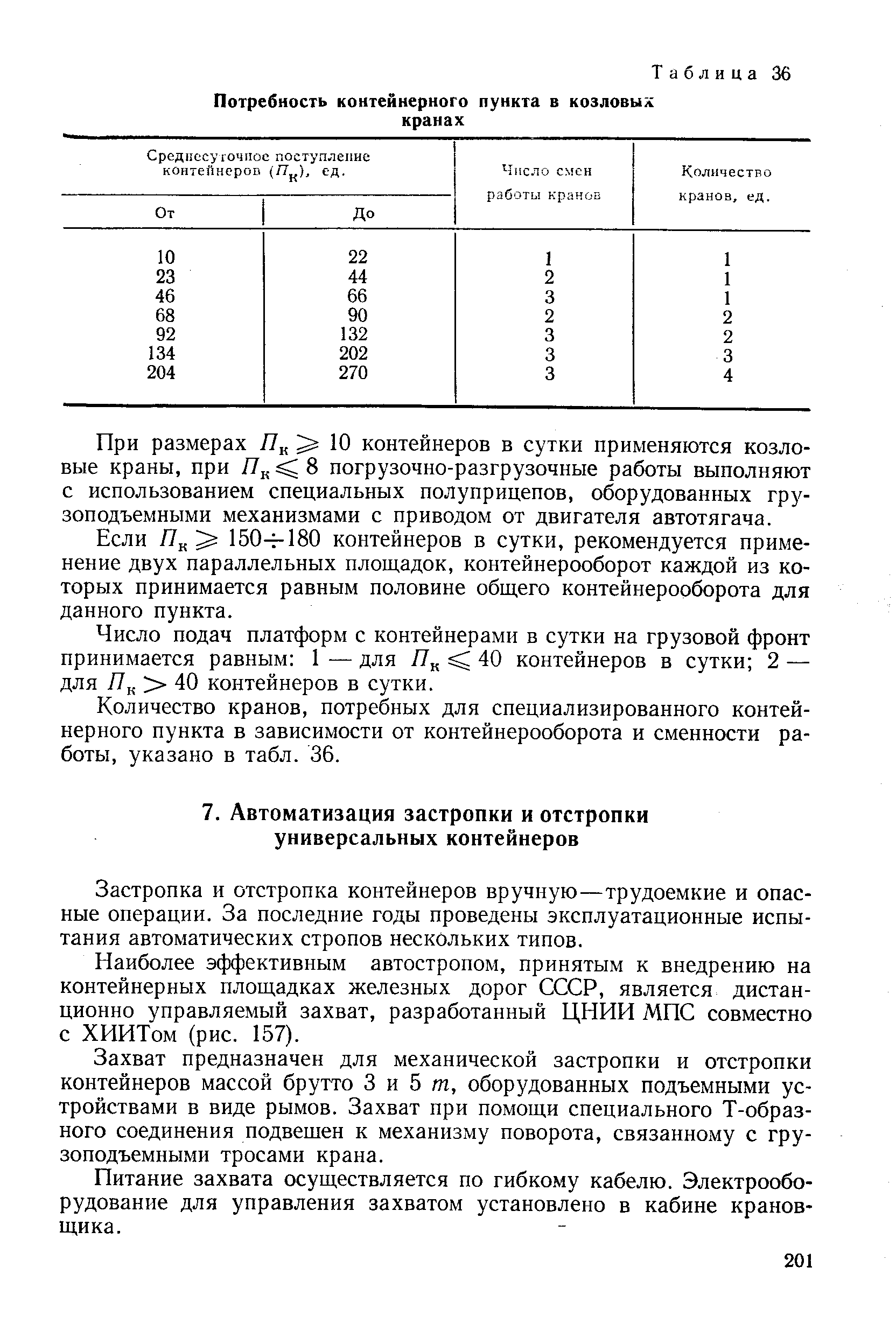 Застропка и отстропка контейнеров вручную—трудоемкие и опасные операции. За последние годы проведены эксплуатационные испытания автоматических стропов нескольких типов.
