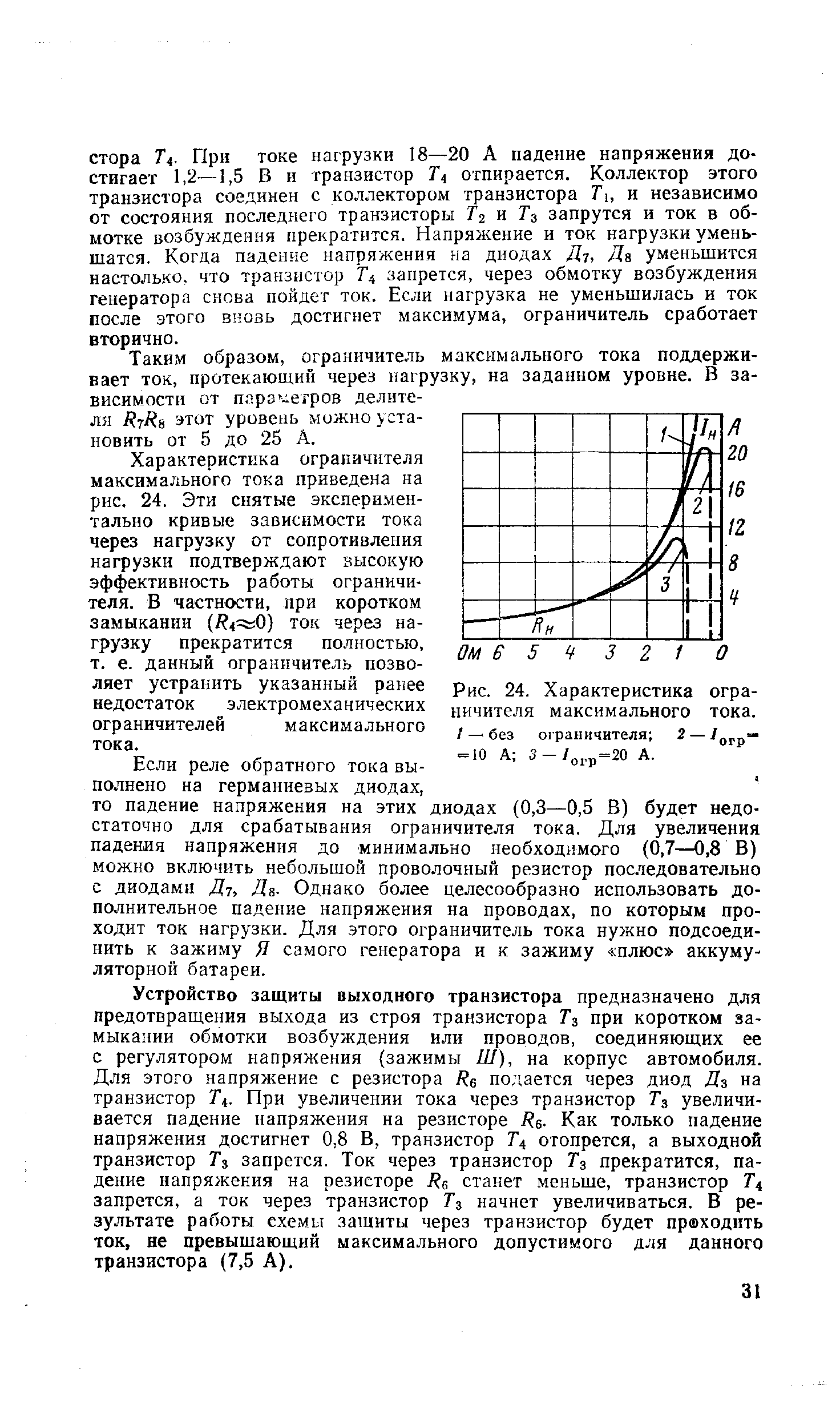 Рис. 24. Характеристика <a href="/info/344233">ограничителя максимального</a> тока.
