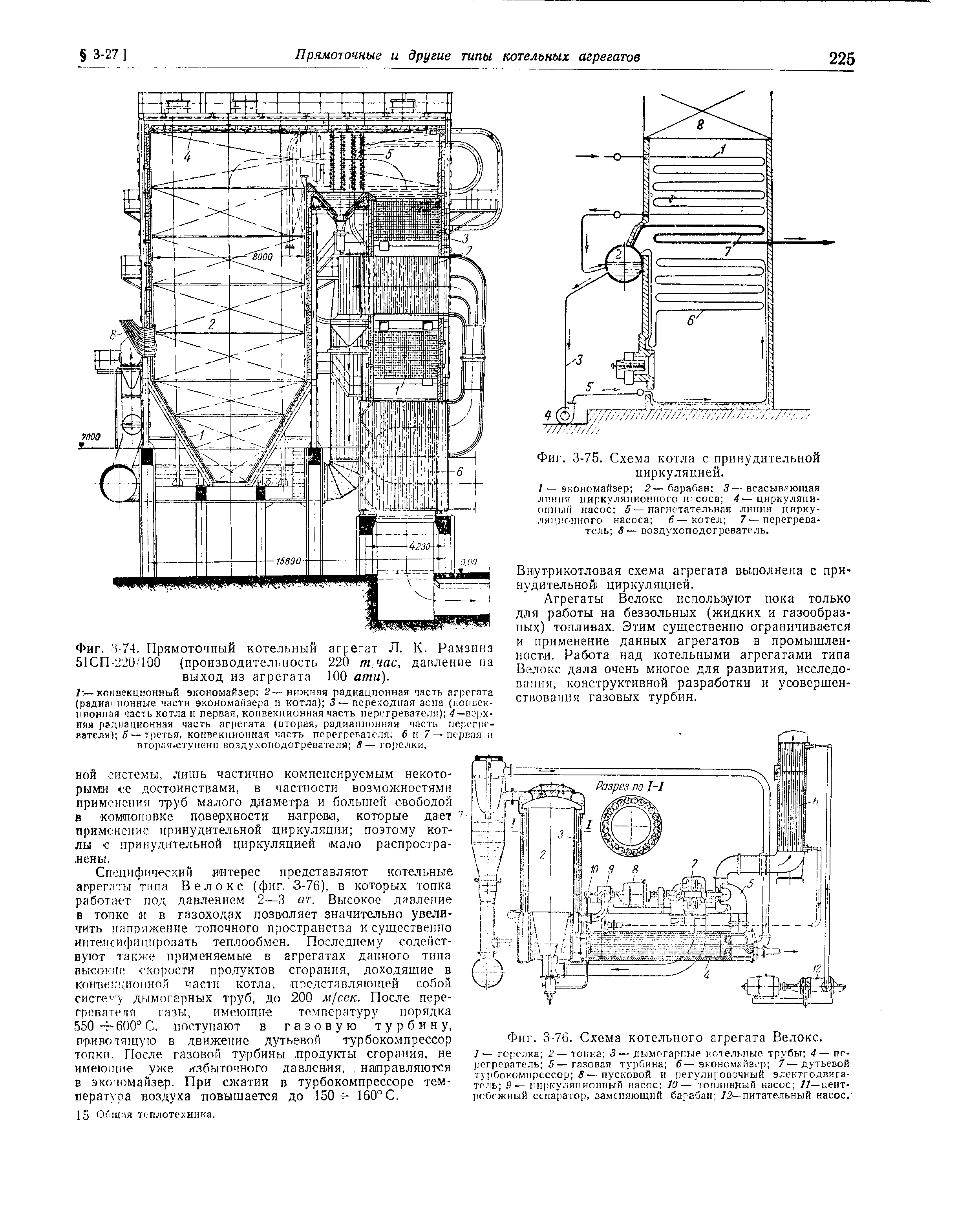 Фиг. 3-76. Схема котельного агрегата Велокс.
