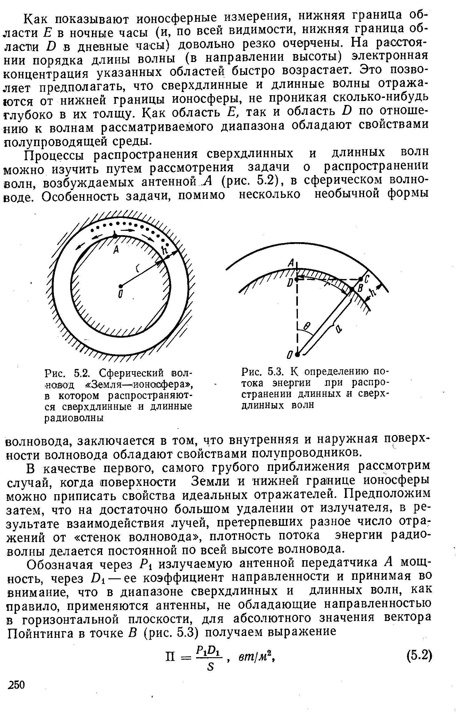 Рис. 5.2. Сферический вол- аю д Земля— ионосфера , в котором распространяются сверхдлинные и длинные радиоволны
