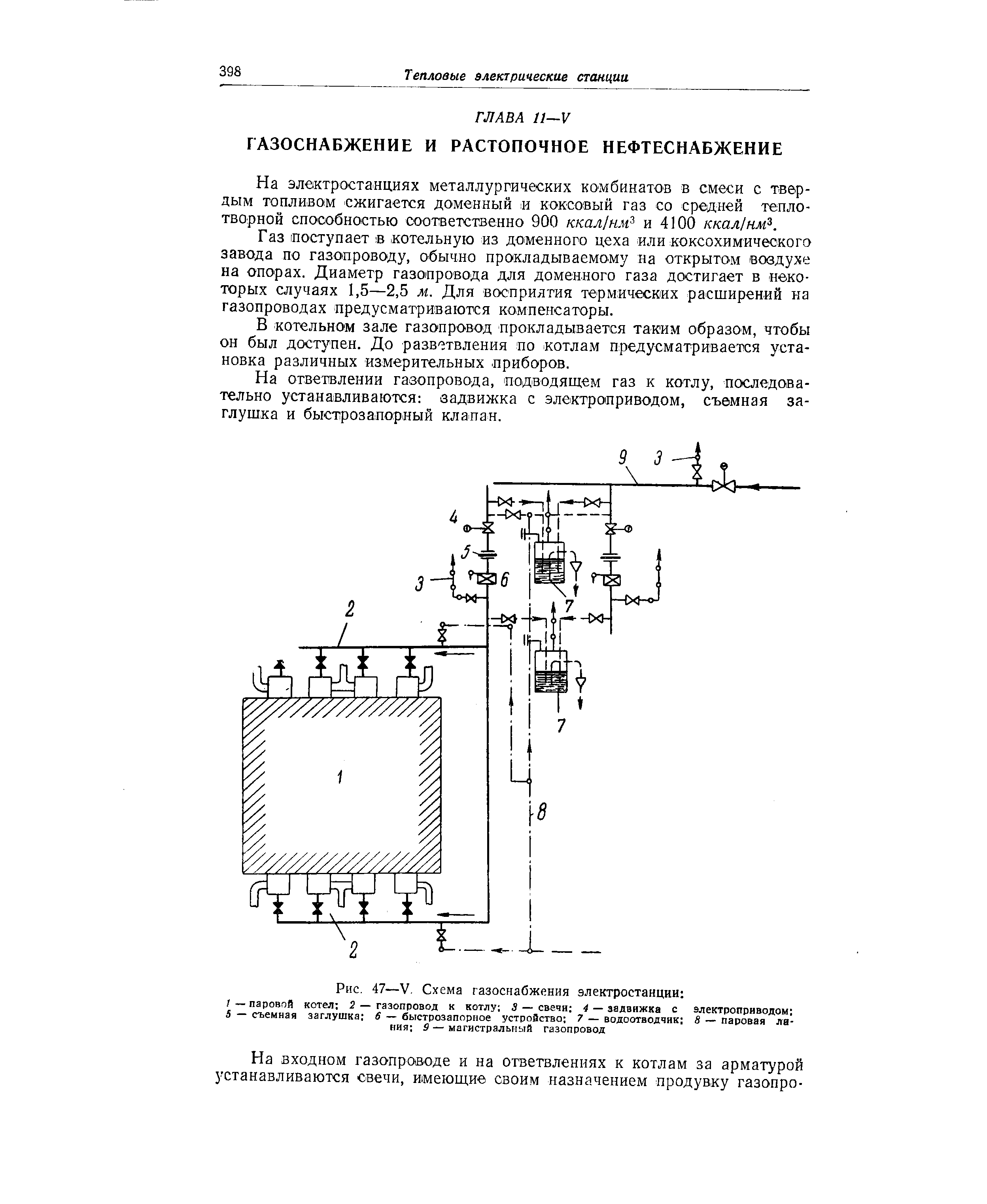Рис. 47—V. Схема газоснабжения электростанции 
