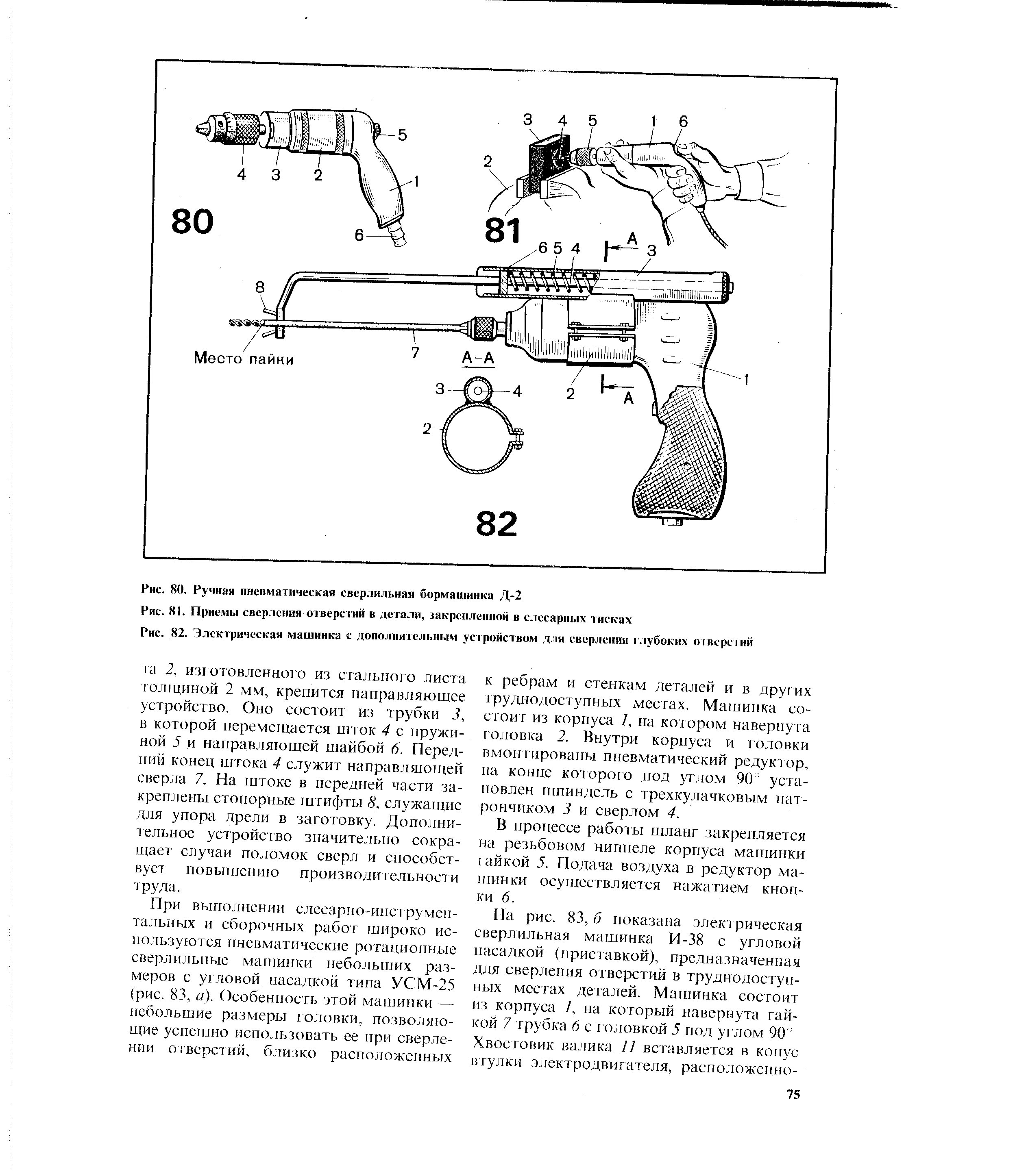 Рис. 82. Электрическая машинка с <a href="/info/421469">дополнительным устройством</a> для <a href="/info/216954">сверления глубоких</a> отверстий
