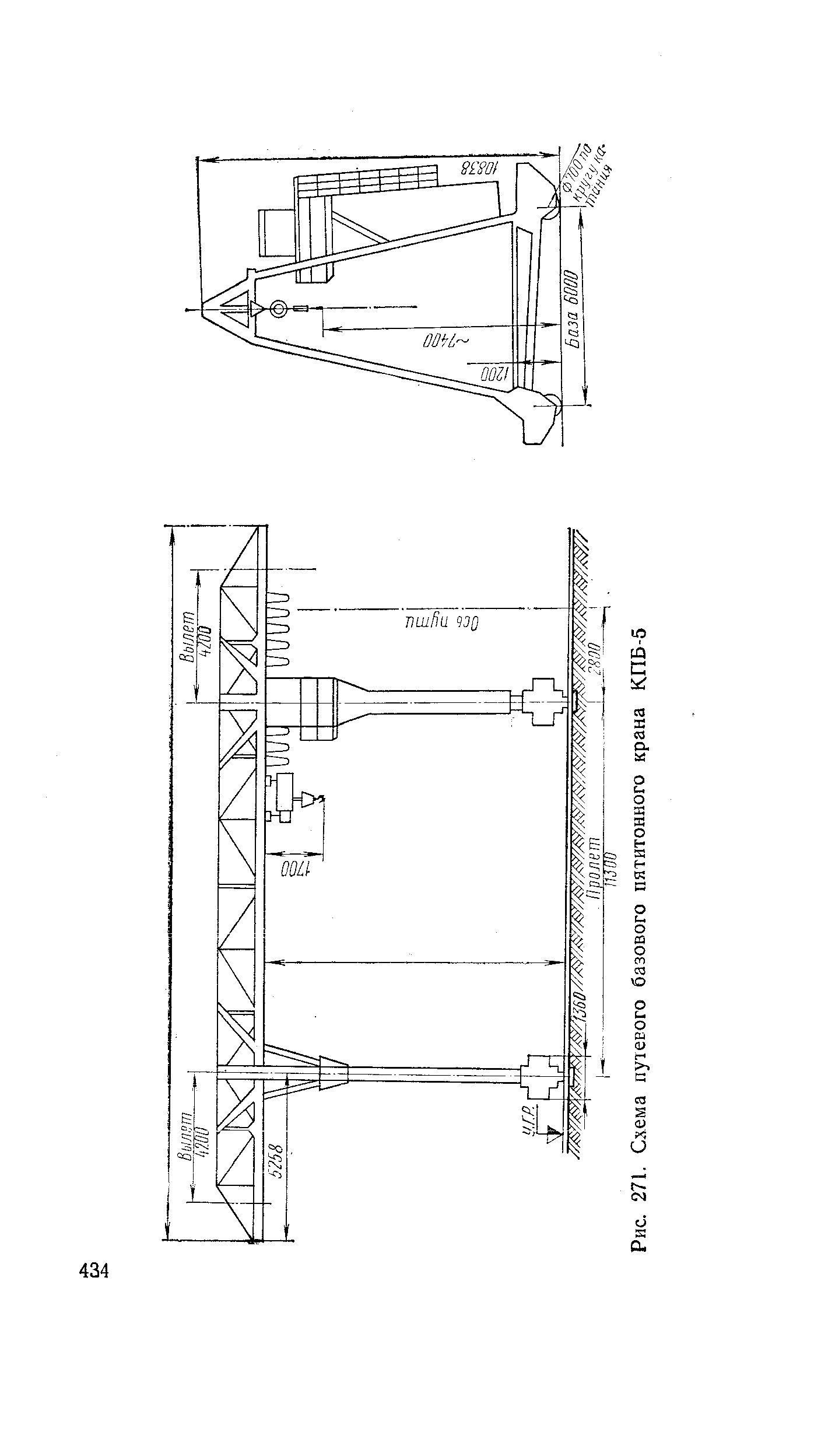 Рис. 271. Схема путевого базового пятитонного крана КПБ-5
