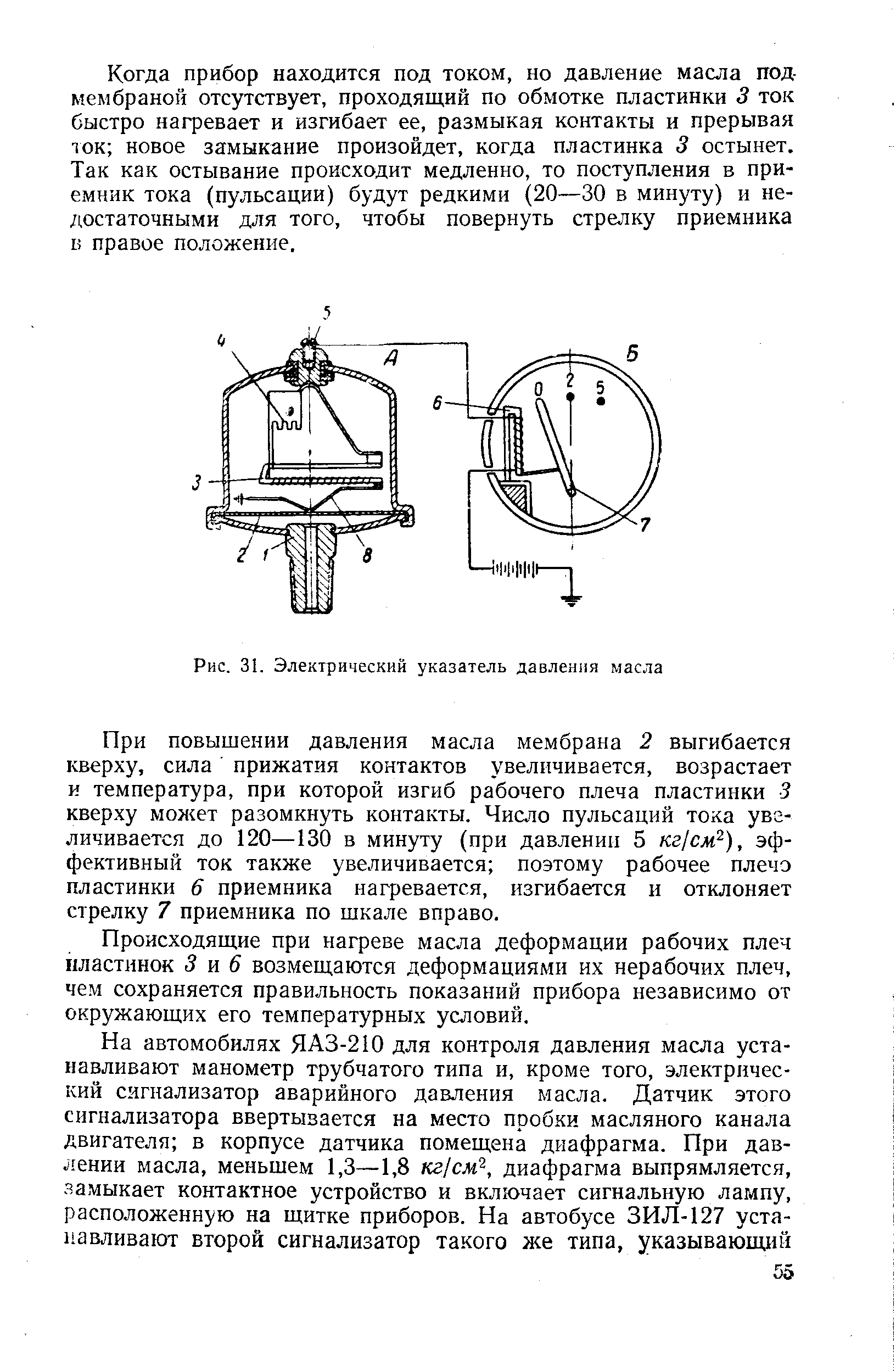 Рис. 31. Электрический <a href="/info/305531">указатель давления</a> масла
