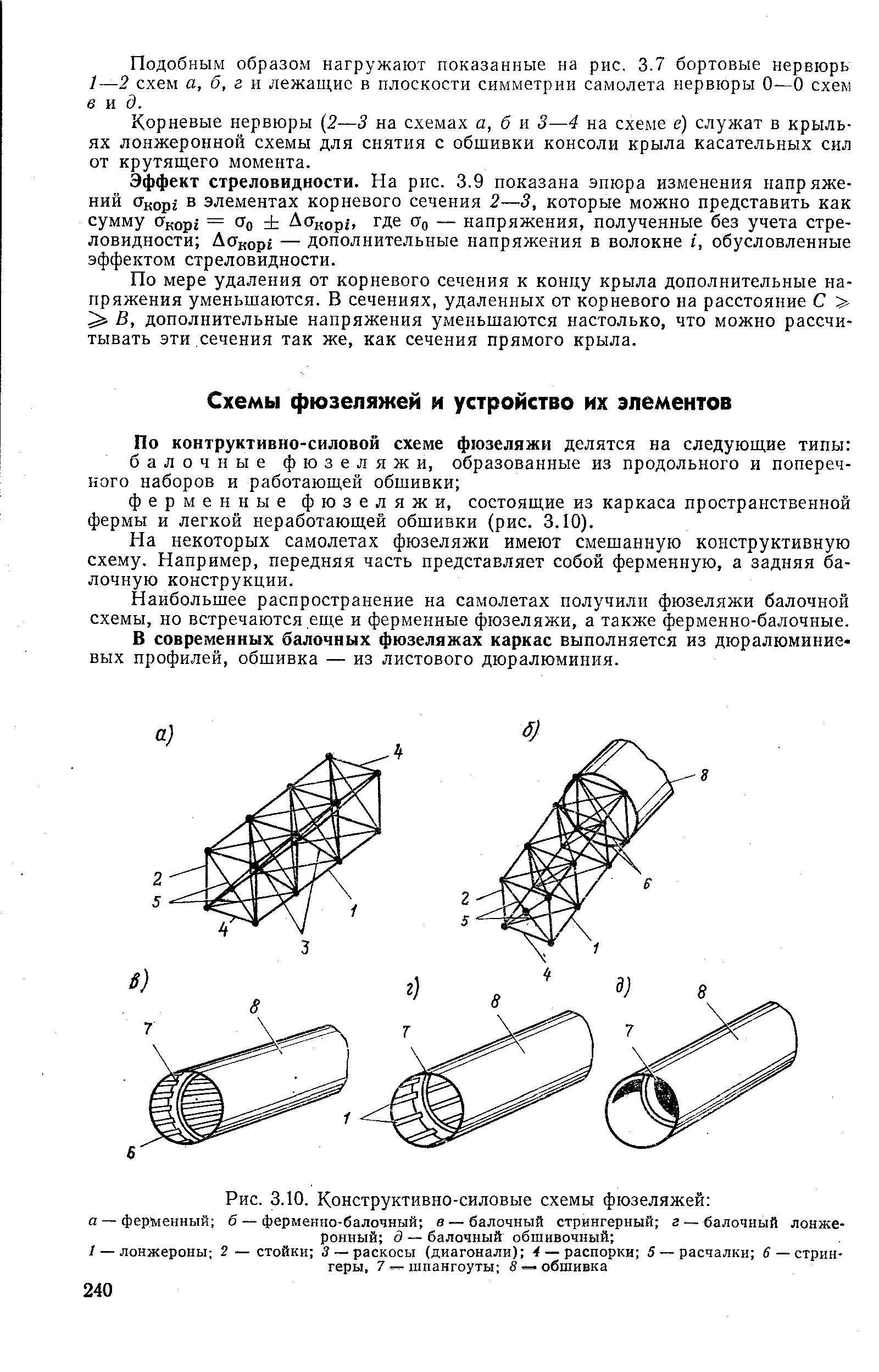 Конструктивно силовые схемы фюзеляжа