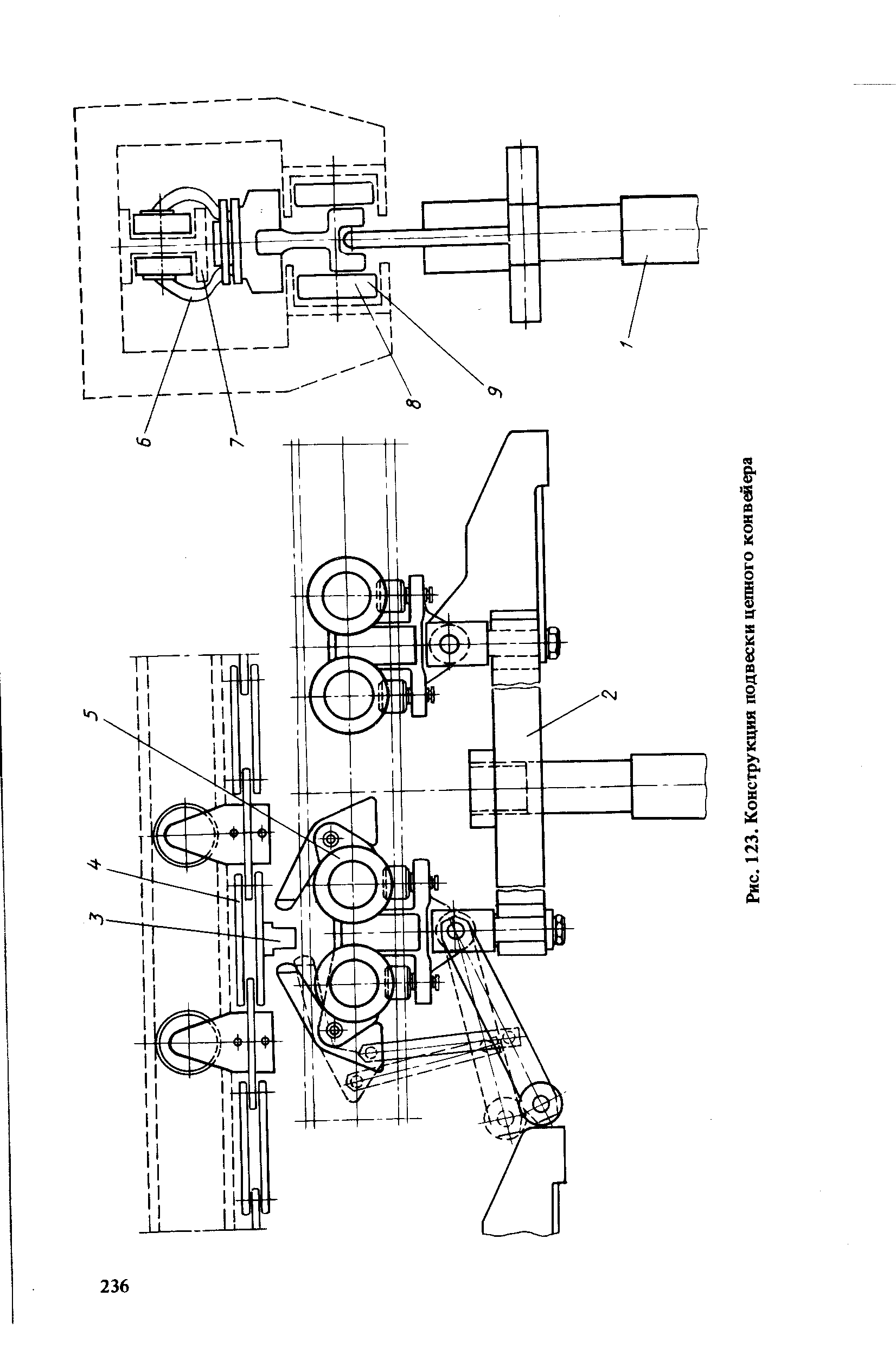 Рис. 123. Конструкция подвески цепного конвейера
