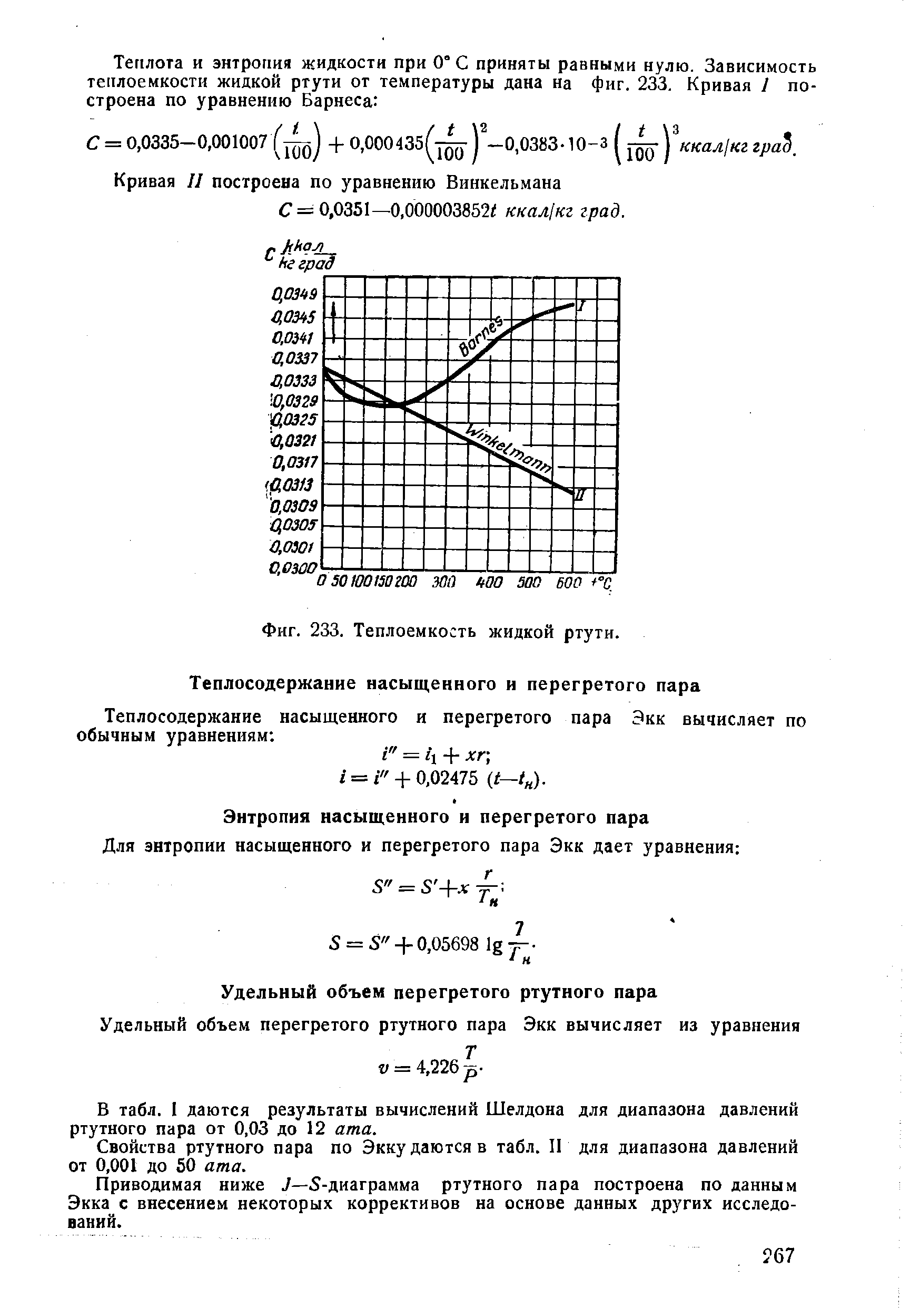 Фиг. 233. Теплоемкость жидкой ртути.
