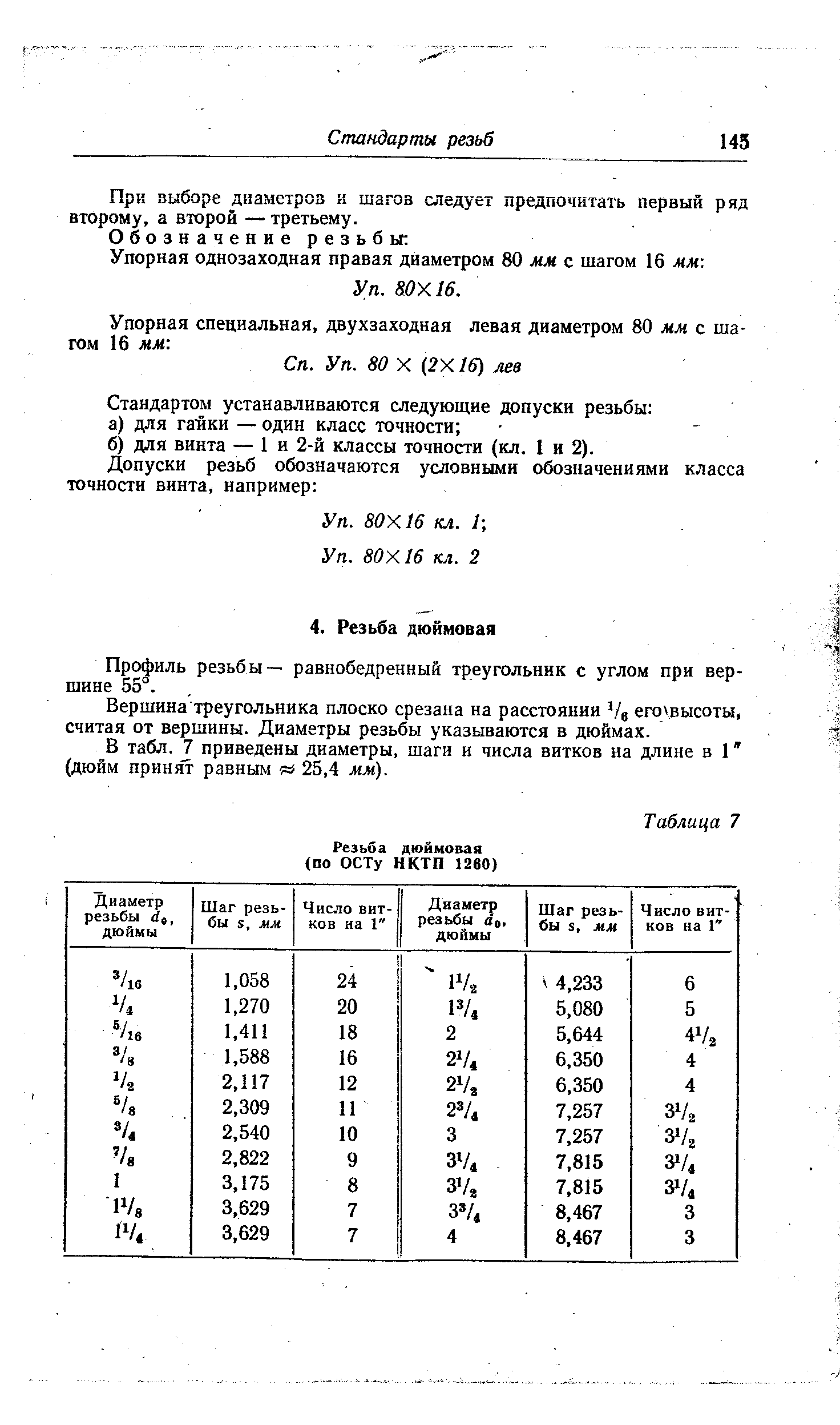 Профиль резьбы— равнобедренный треугольник с углом при вершине 55°.
