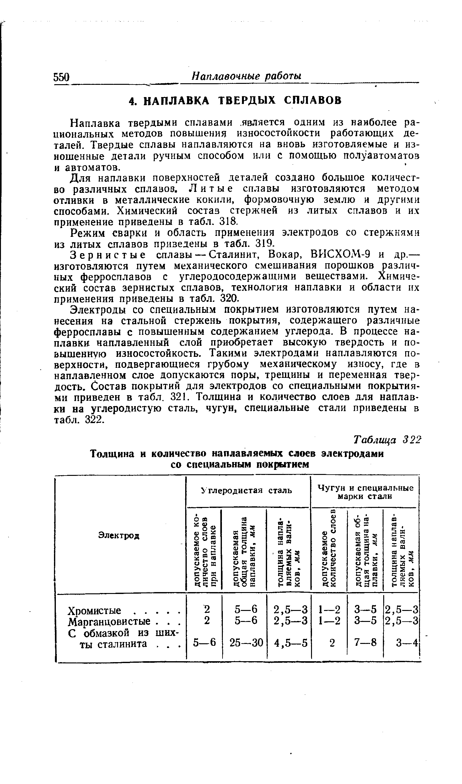 Наплавка твердыми сплавами является одним из наиболее рациональных методов повышения износостойкости работающих деталей. Твердые сплавы наплавляются на вновь изготовляемые и изношенные детали ручным способом или с помощью полуавтоматов и автоматов.
