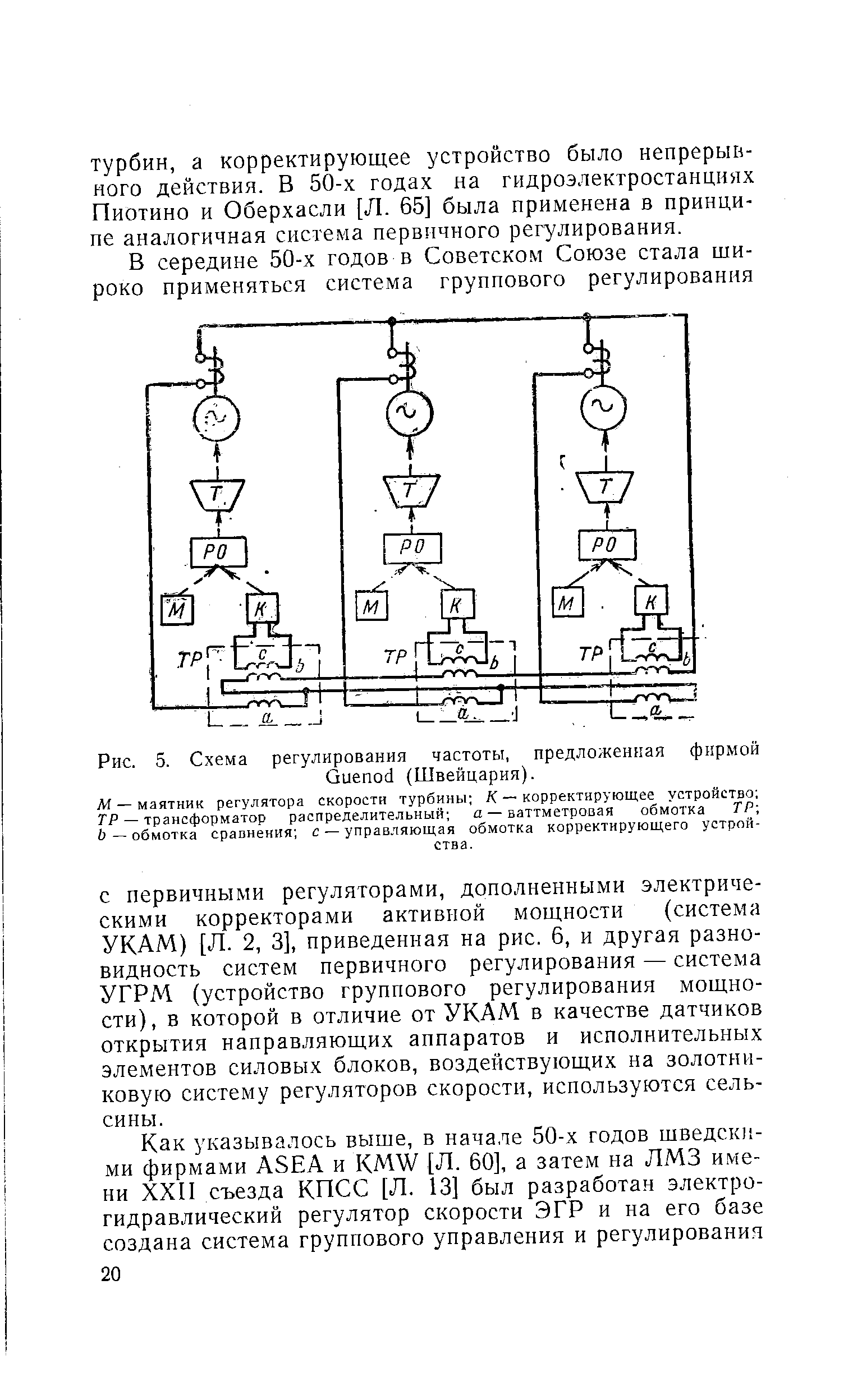 Рис. 5. Схема регулирования частоты, предложенная фирмой Guenod (Швейцария).
