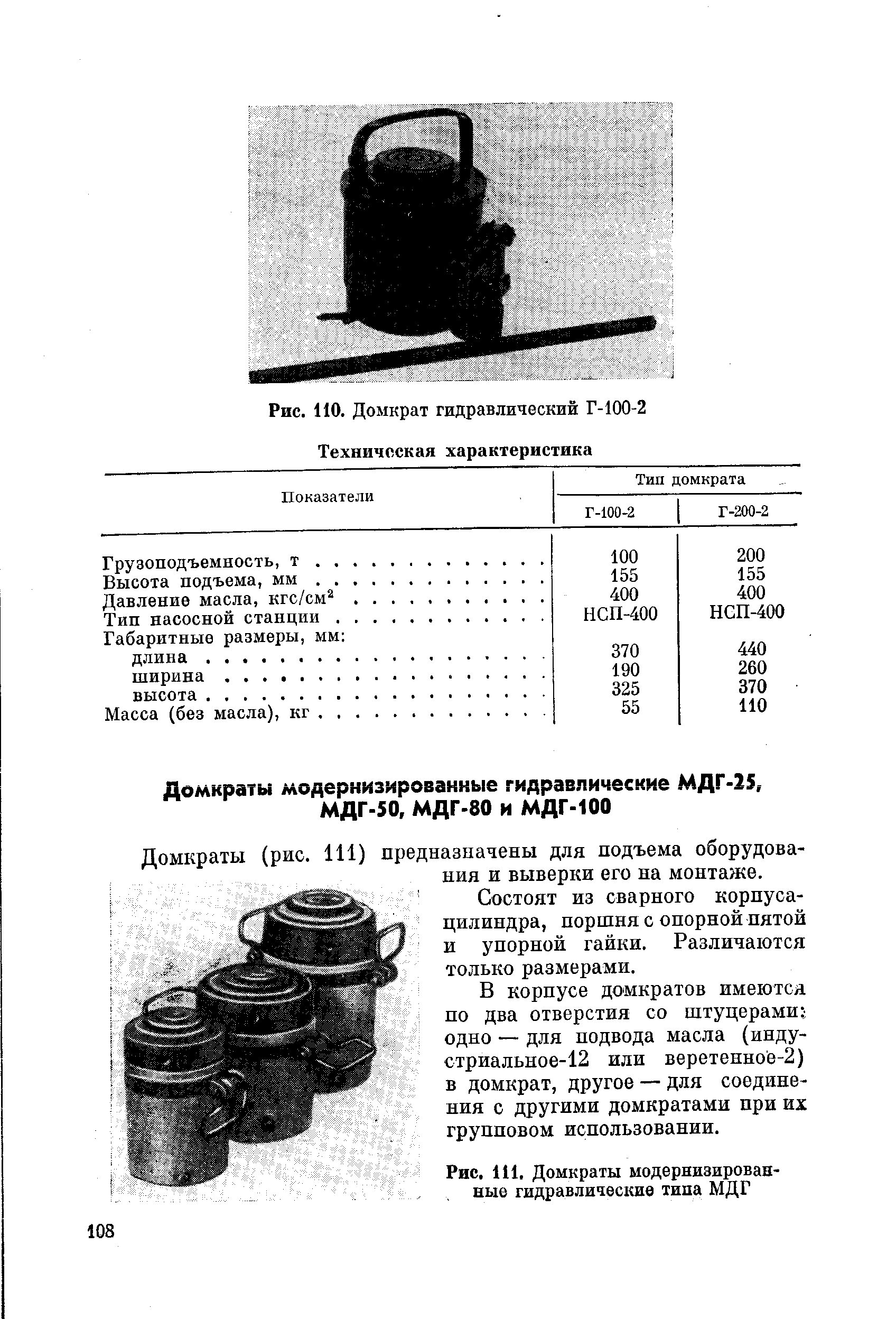 Рис. 111. Домкраты модернизированные гидравлические типа МДГ
