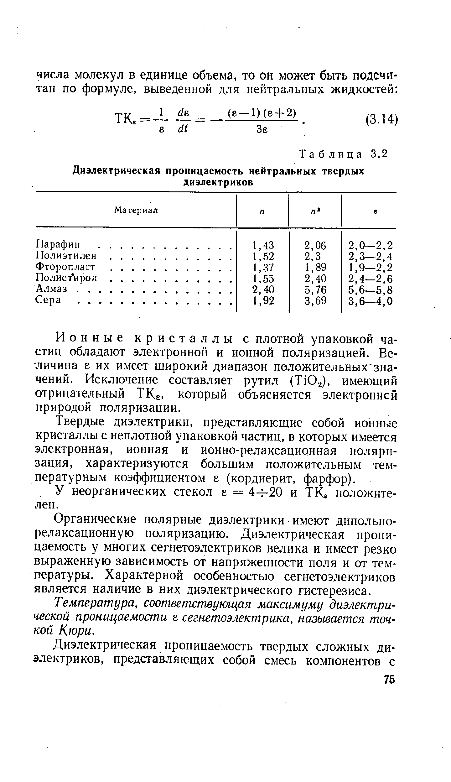 Ионные кристаллы с плотной упаковкой частиц обладают электронной и ионной поляризацией. Величина е их имеет широкий диапазон положительных значений. Исключение составляет рутил (НОз), имеющий отрицательный ТКе, который объясняется электронной природой поляризации.
