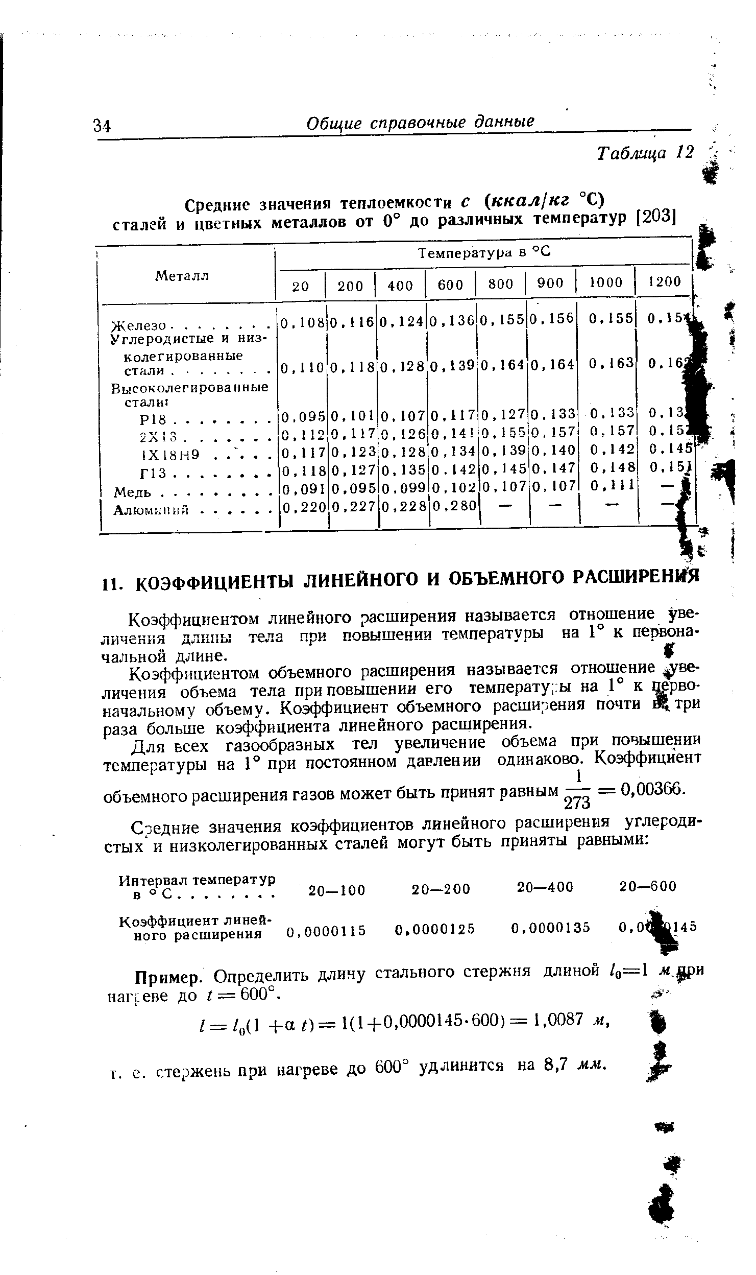 Коэффициентом объемного расширения называется отношение увеличения объема тела при повышении его температу ы на 1° к шрво-начальному объему. Коэффициент объемного расширения почти щ три раза больше коэффициента линейного расширения.
