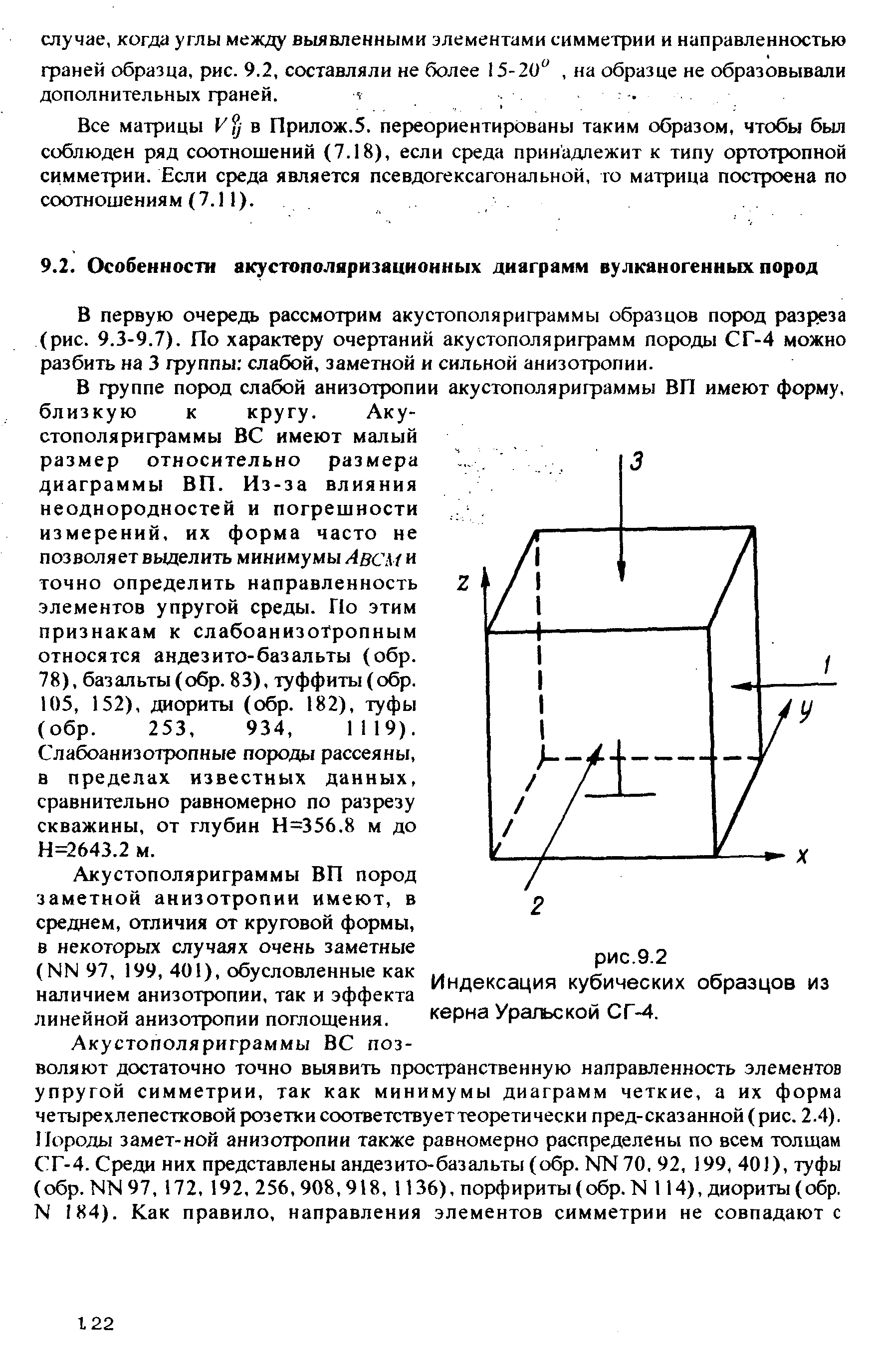 Слабоанизотропные породы рассеяны, в пределах известных данных, сравнительно равномерно по разрезу скважины, от глубин Н=356.8 м до Н=2643.2 м.
