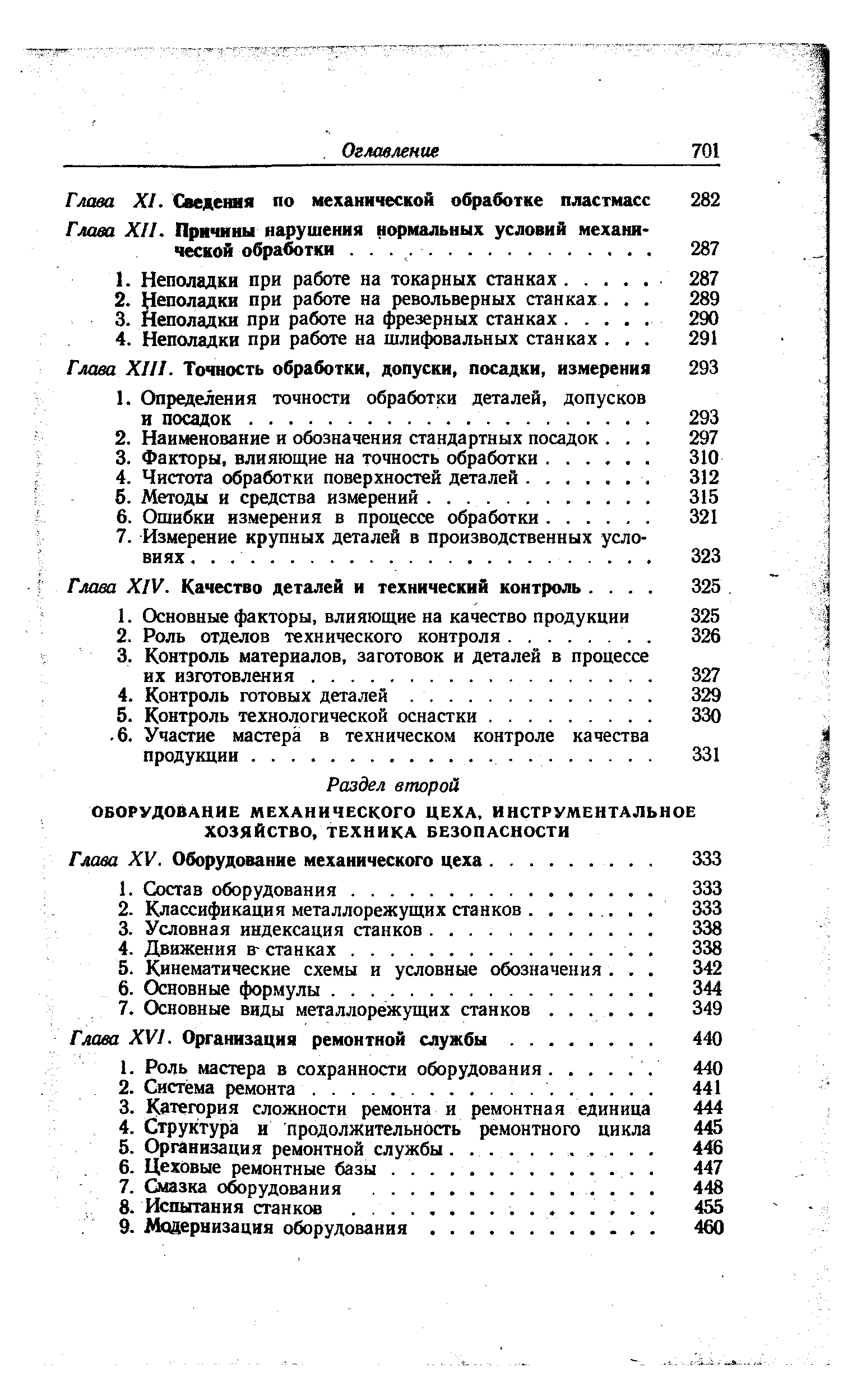 Глава XIV. Качество деталей и технический контроль. ...
