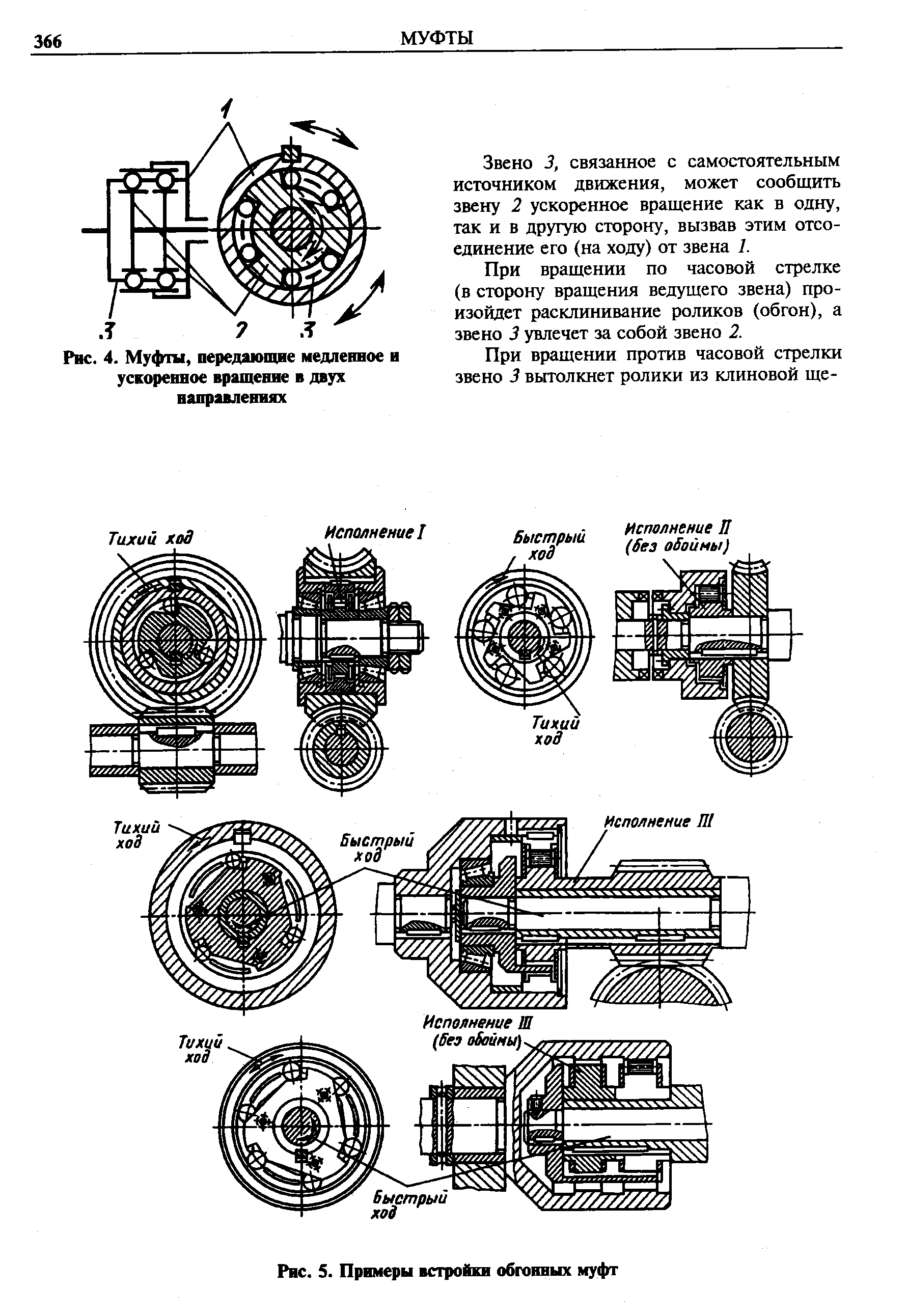 Рис. 5. Примеры встройки обгонных муфт
