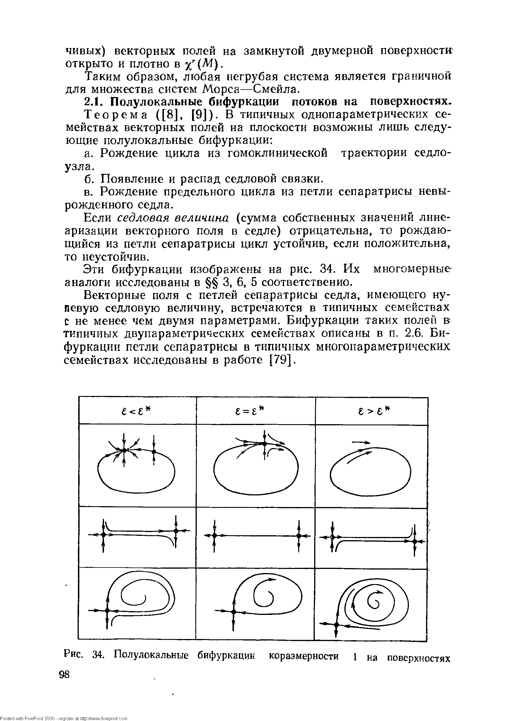 Если седловая величина (сумма собственных значений линеаризации векторного поля в седле) отрицательна, то рождающийся из петли сепаратрисы цикл устойчив, если положительна, то неустойчив.
