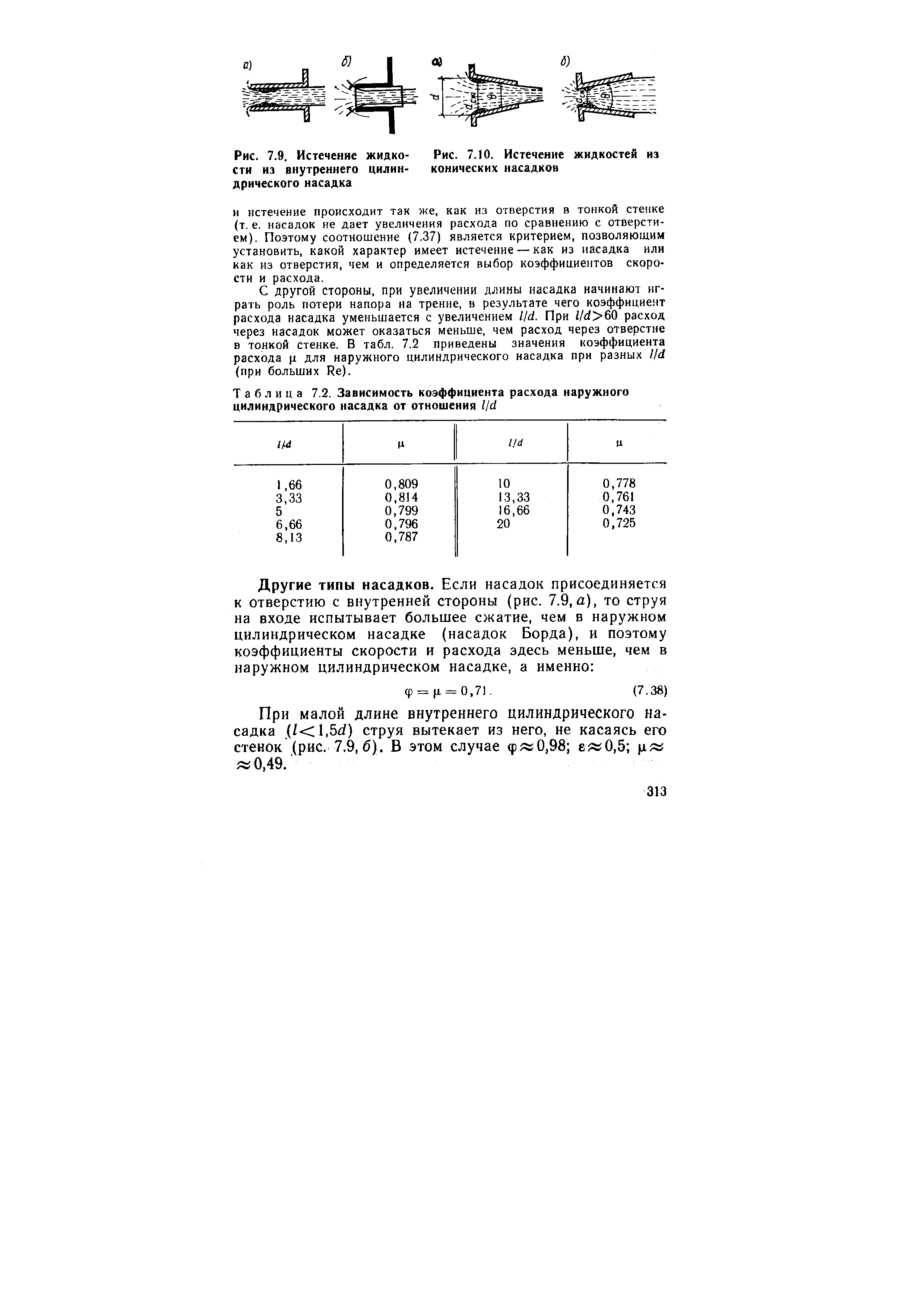 Истечение жидкости из насадков. Коэффициент расхода для цилиндрического насадка формула. Коэффициент расхода через внешний цилиндрический насадок. Коэффициент расхода для насадка борда. Коэффициент расхода через цилиндрический насадок.