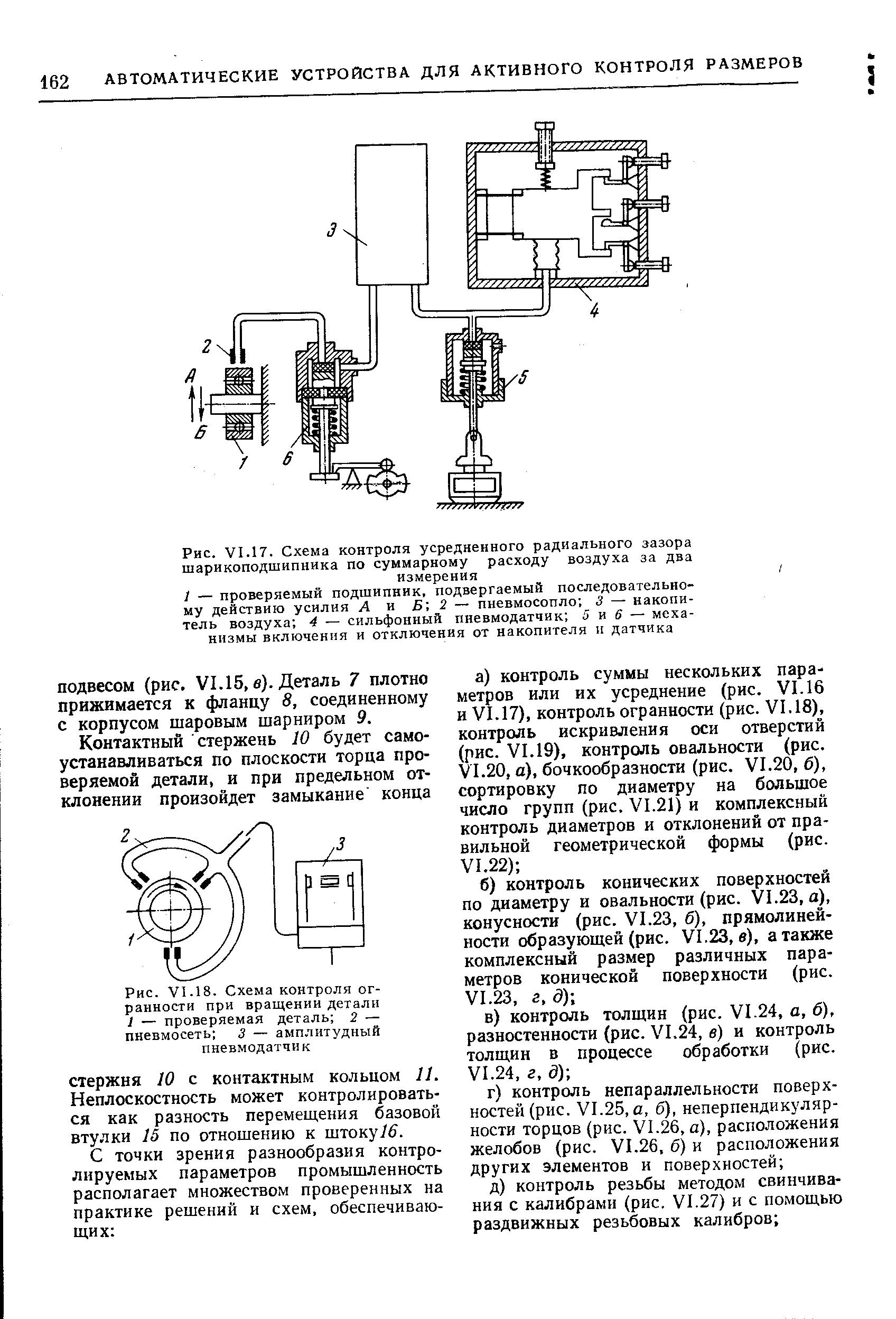 Рис. VI.18. Схема контроля ог-ранности при вращении детали 1 — проверяемая деталь 2 — пневмосеть 3 — амплитудный пневмодатчик
