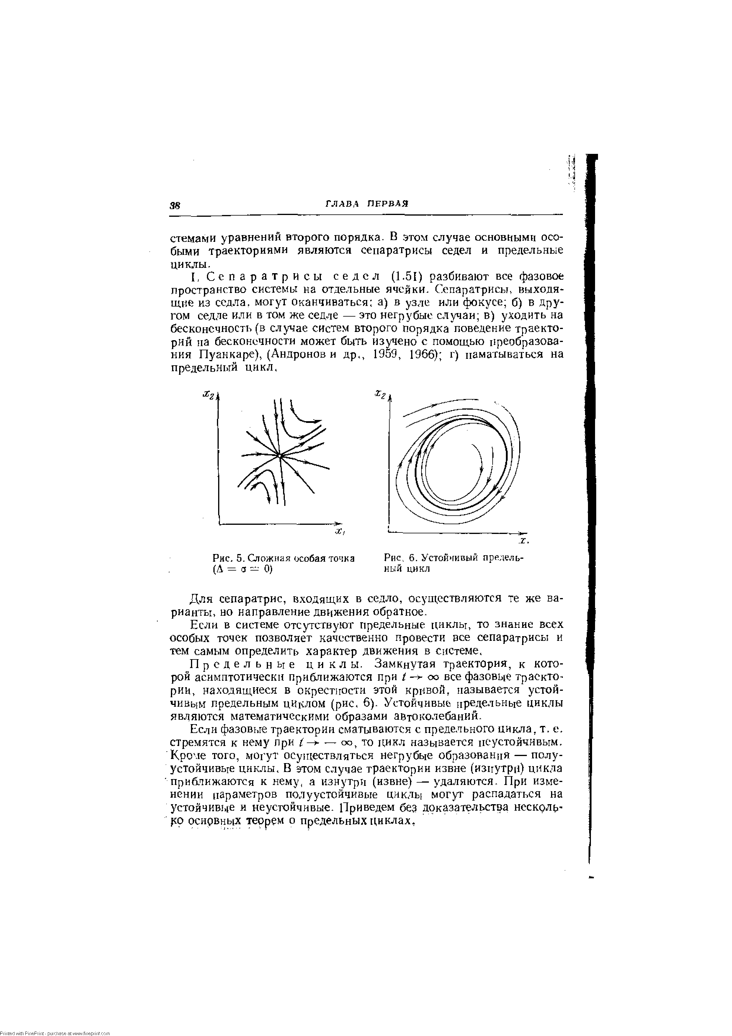 Рис. 5. Сложная особая точка (Д = а - 0)
