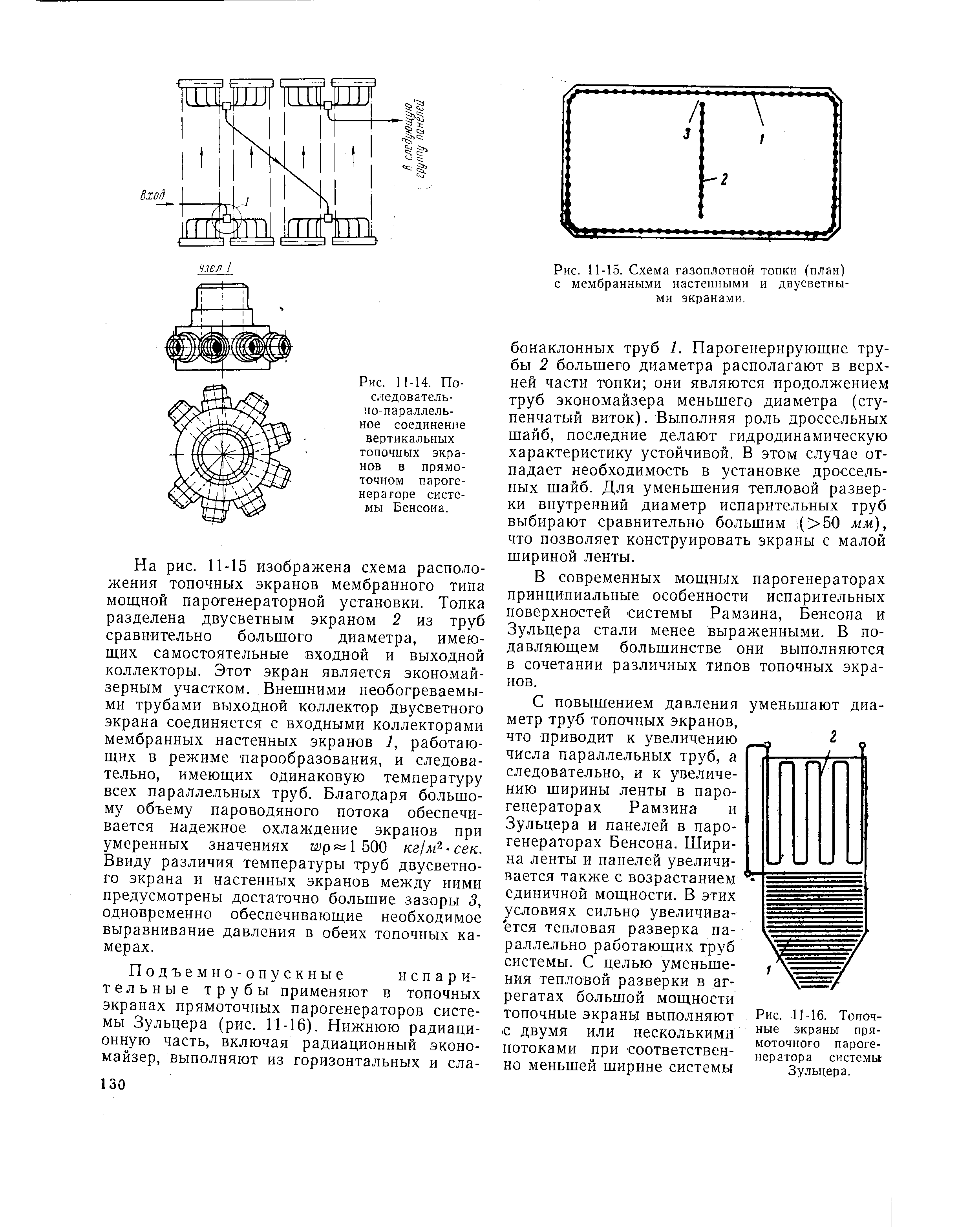 Рис. 11-15. Схема газоплотной топки (план) с мембранными настенными и двусветными экранами.
