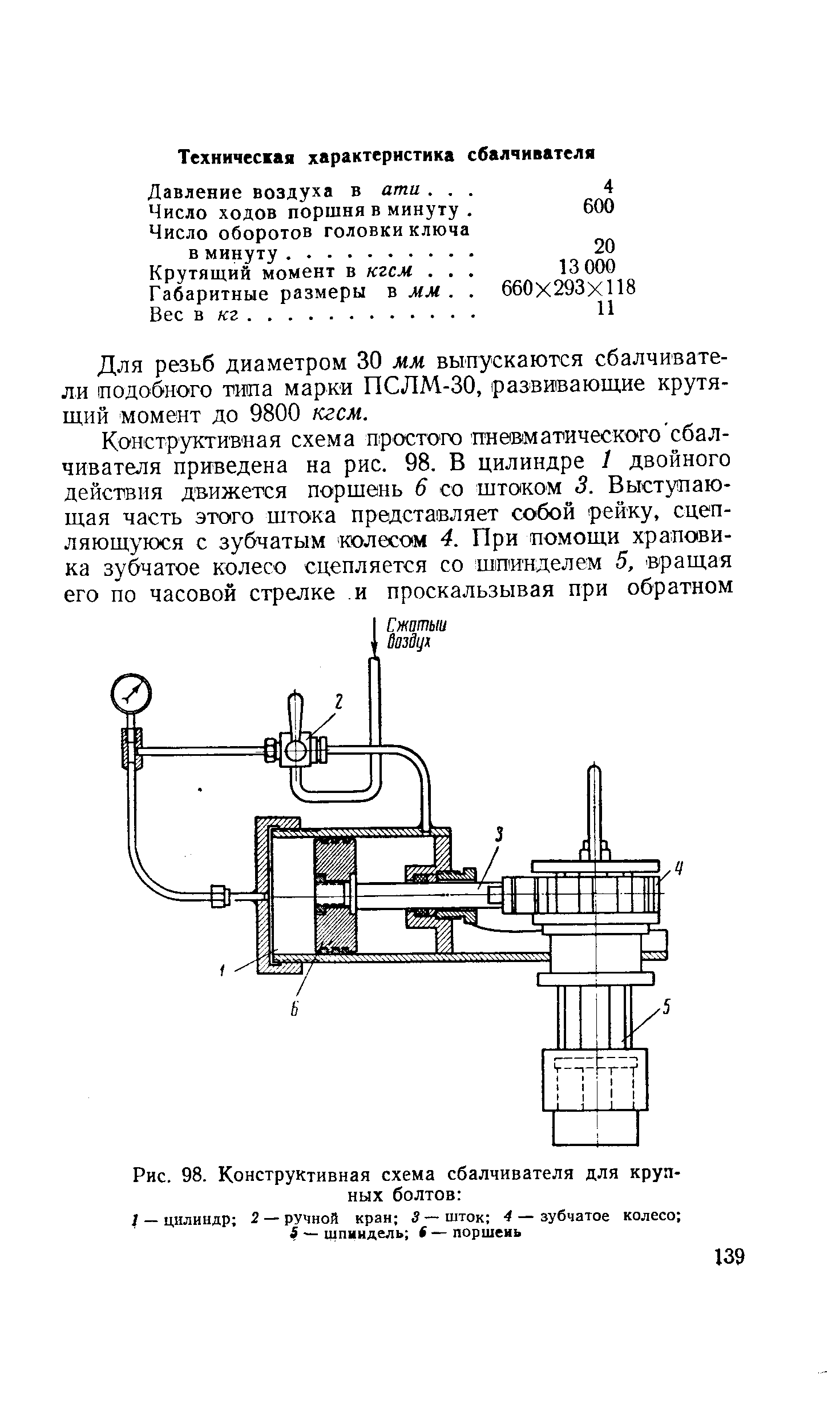 Рис. 98. Конструктивная схема сбалчивателя для крупных болтов 
