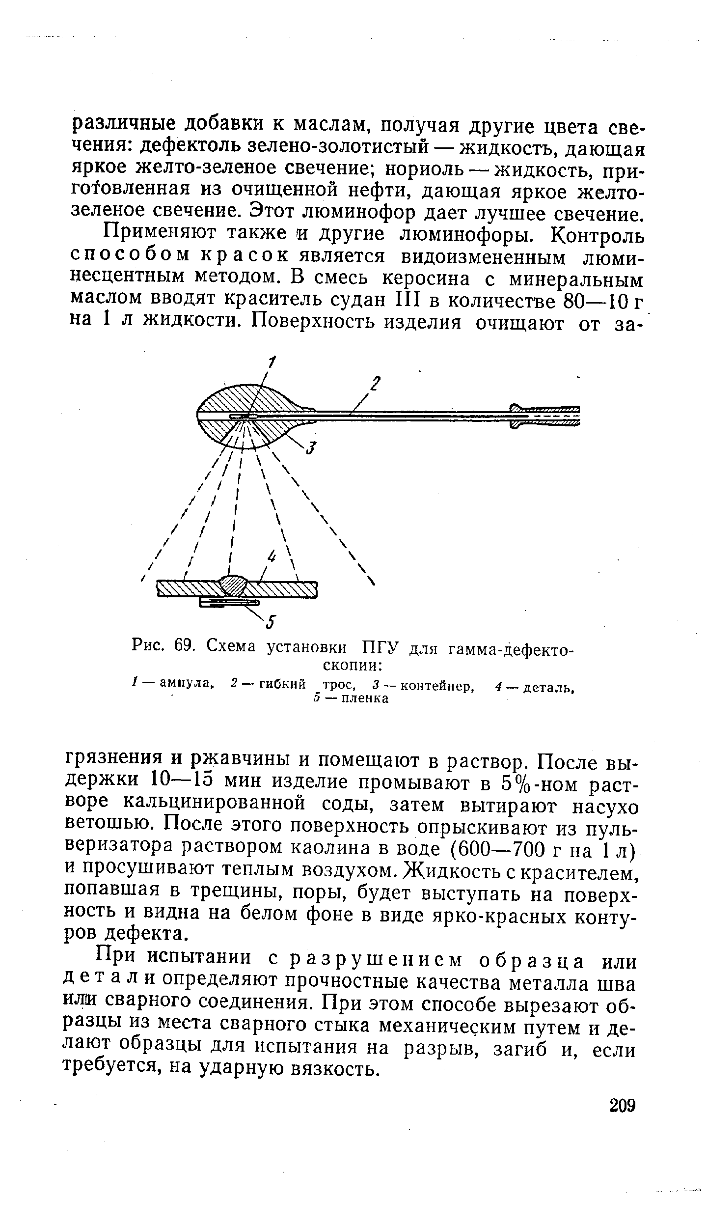 Рис. 69. Схема установки ПГУ для гамма-дефектоскопии 
