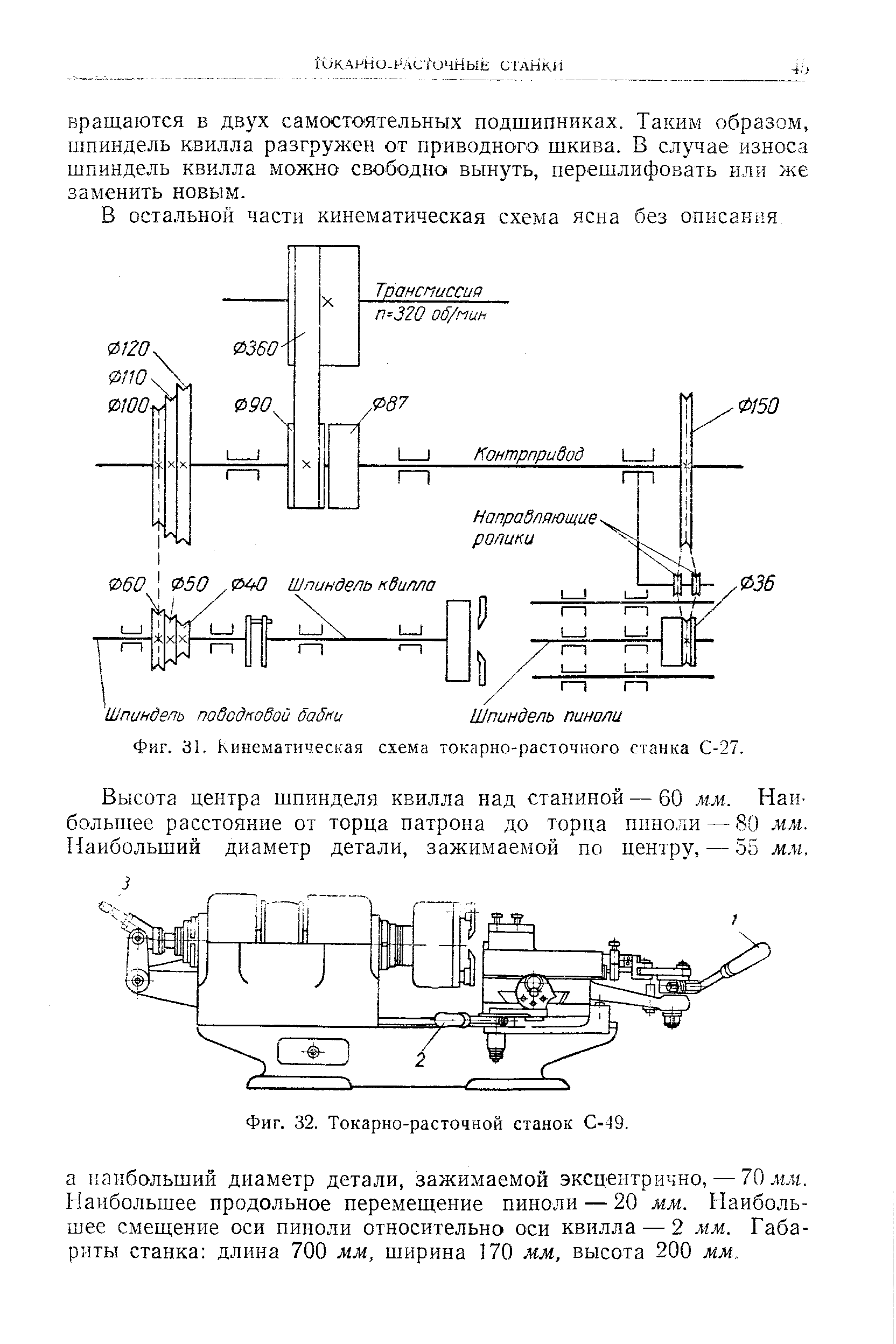 Фиг. 31, Кинематическая схема токарно-расточного станка С-27,
